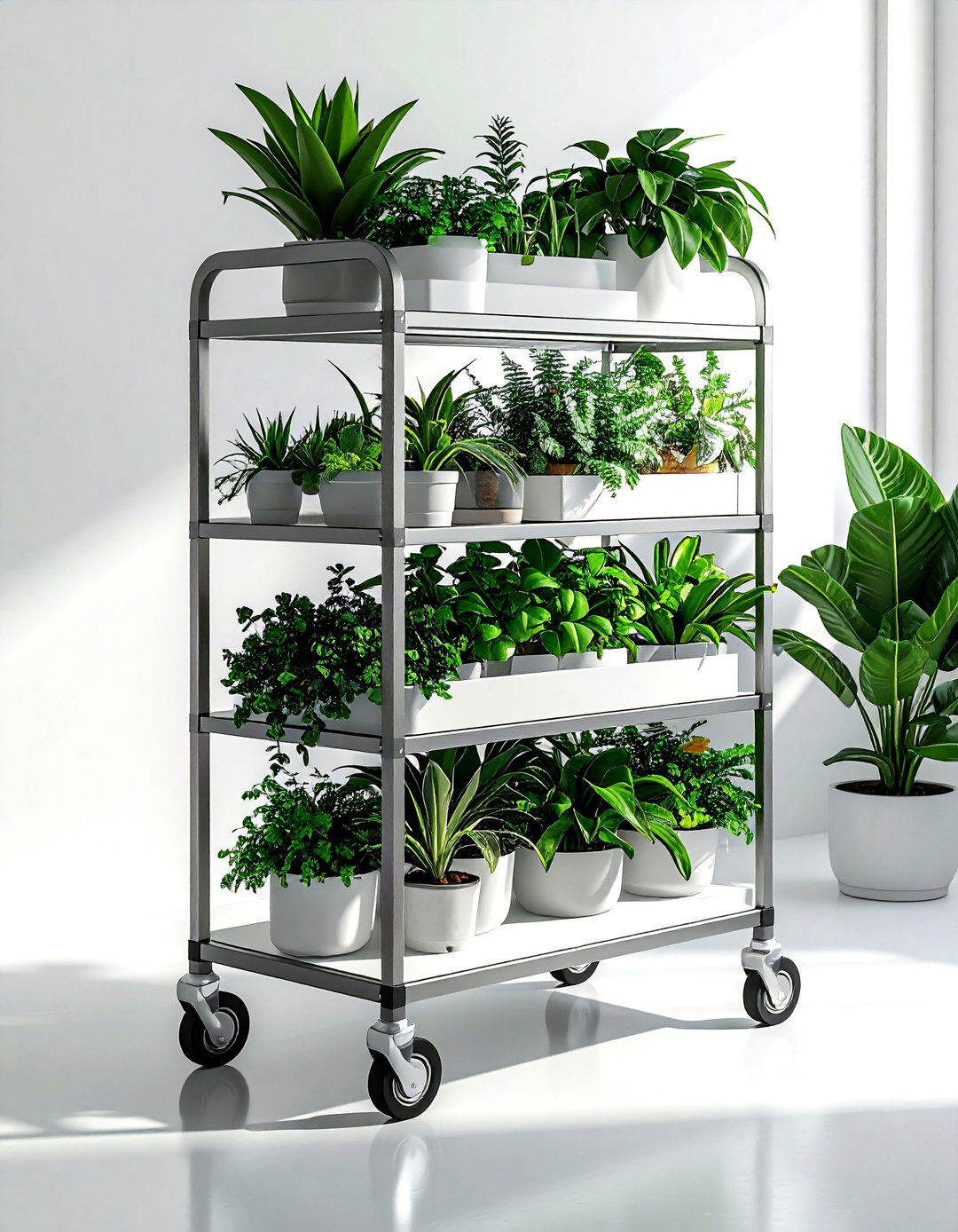 Mobile Rolling Plant Shelf - 30 living room plant shelves
