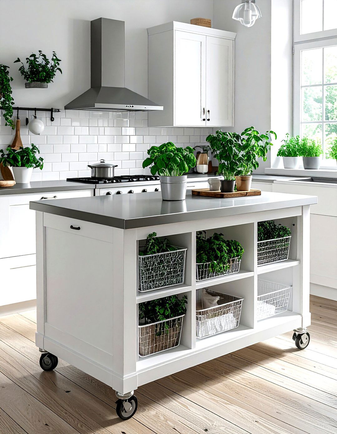 Mobile island on wheels - 30 kitchen island ideas