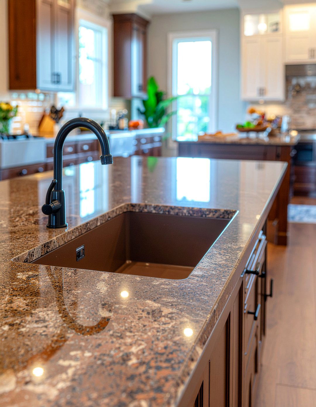 Mocha Granite Composite Sink Transitional Kitchen - 30 granite composite sink kitchen ideas