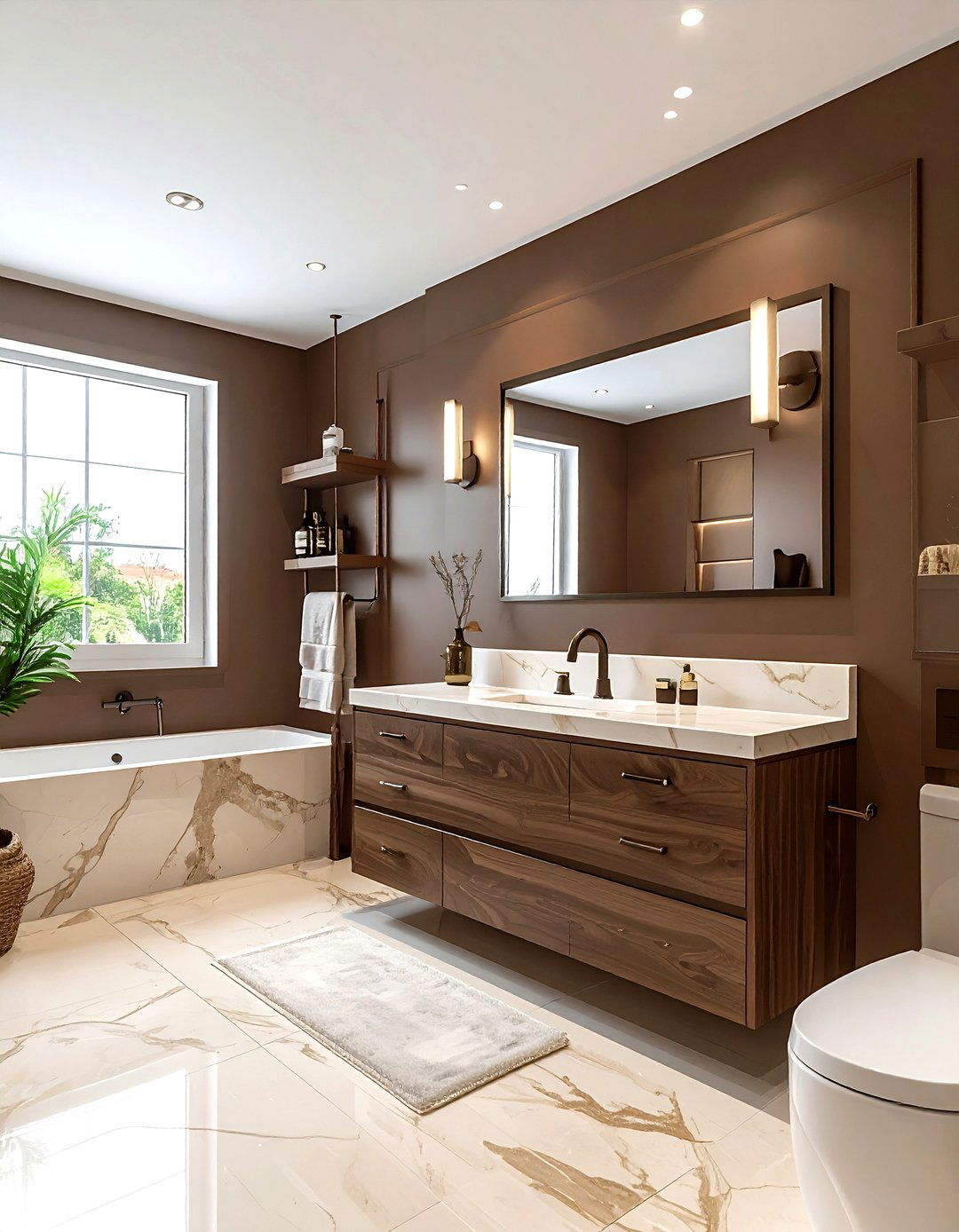 Mocha brown bathroom