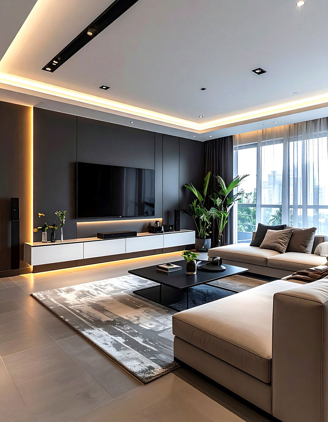 Modern Accent Wall Projector Space - 30 living room projector ideas