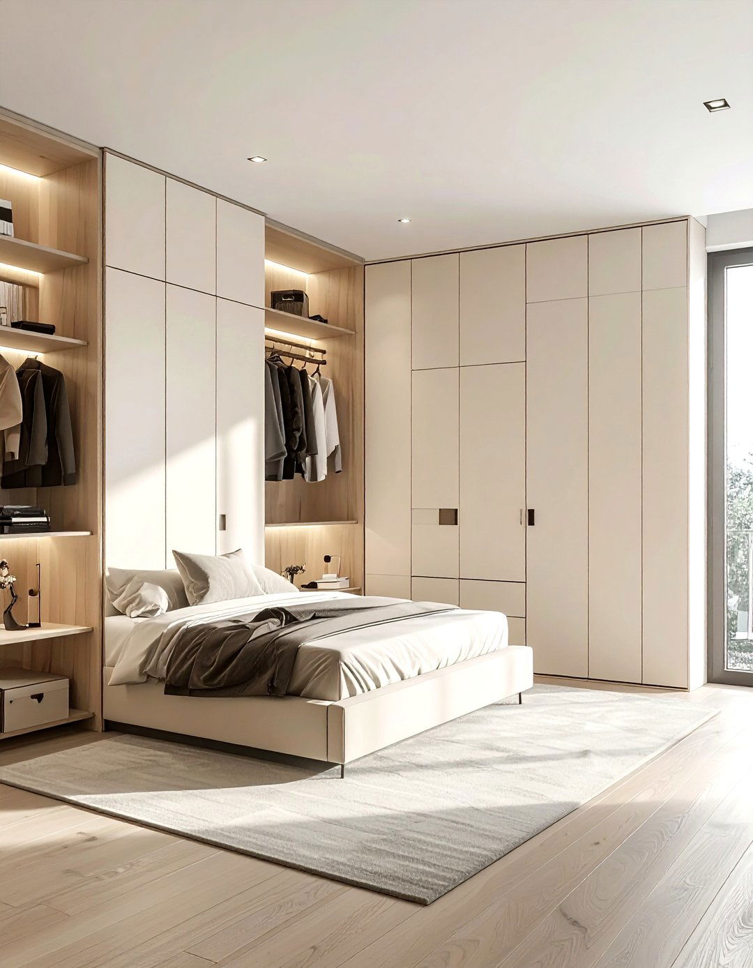 Modern Bedroom With Built In Wardrobe - 30 scandinavian cream bedroom ideas