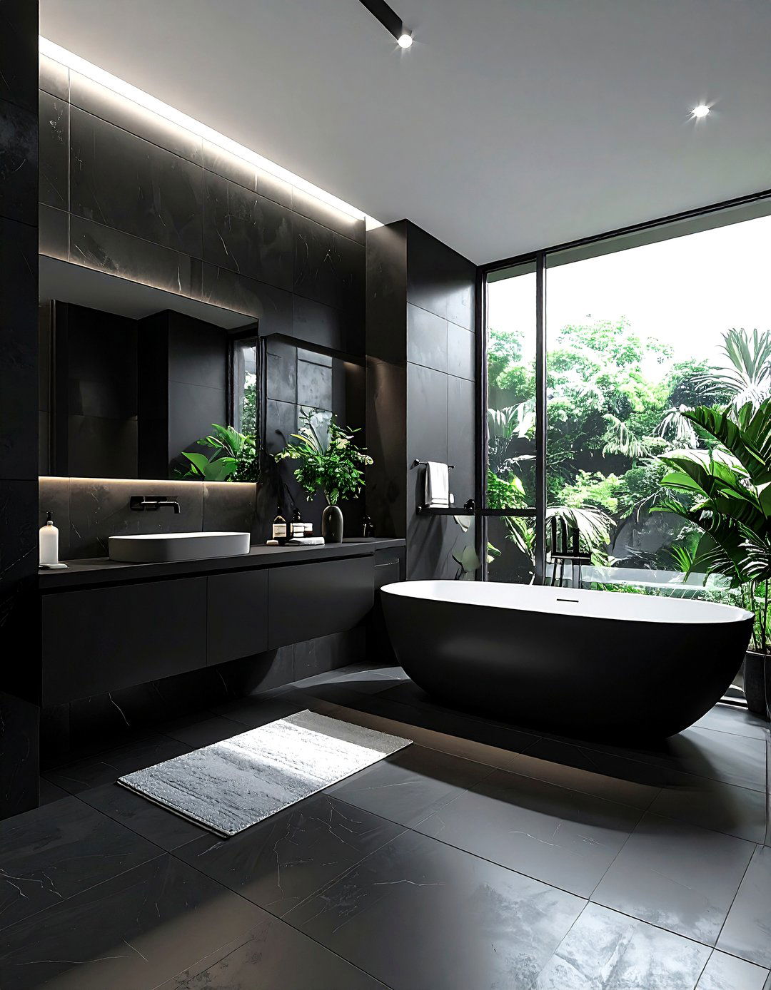 Modern Black Bathroom - 30 dark black bathroom ideas