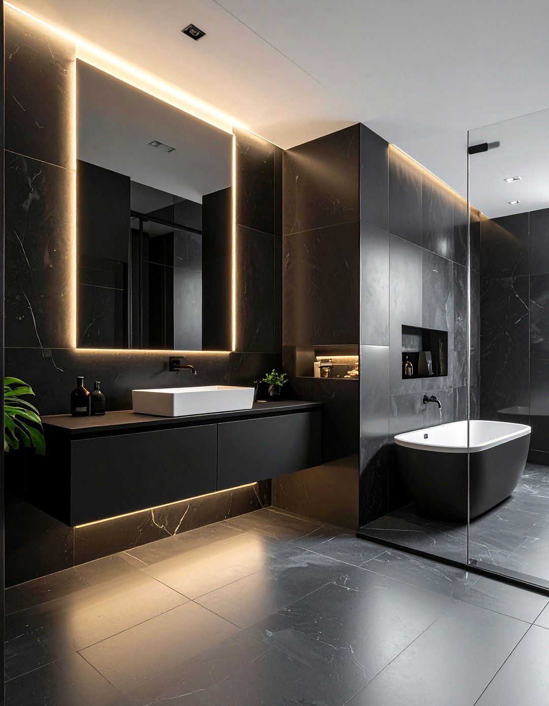 Modern Black Bathroom - 30 dark bathroom ideas