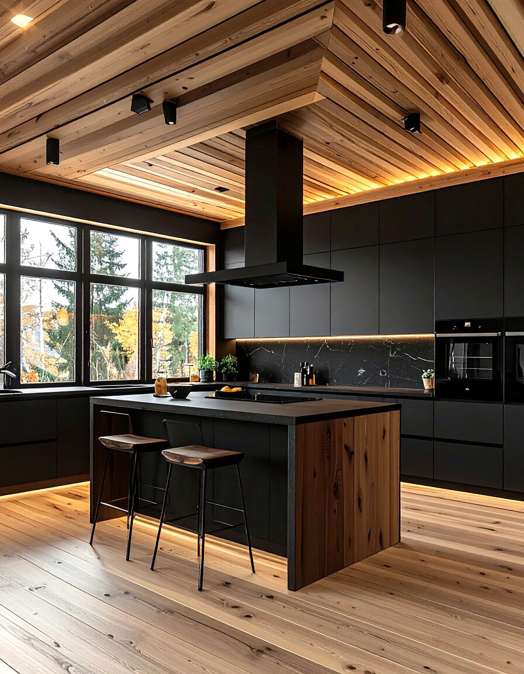 Modern Black Cabin Kitchen - 30 cabin kitchen ideas