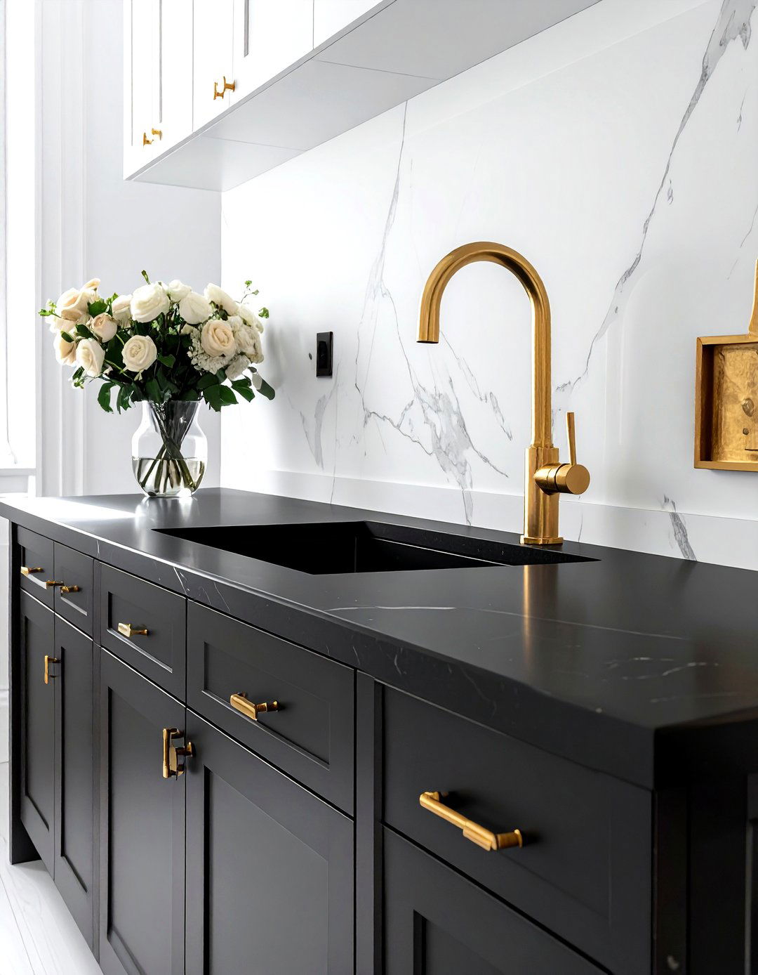 Modern Black Countertop Gold Hardware - 30 black countertop kitchen ideas