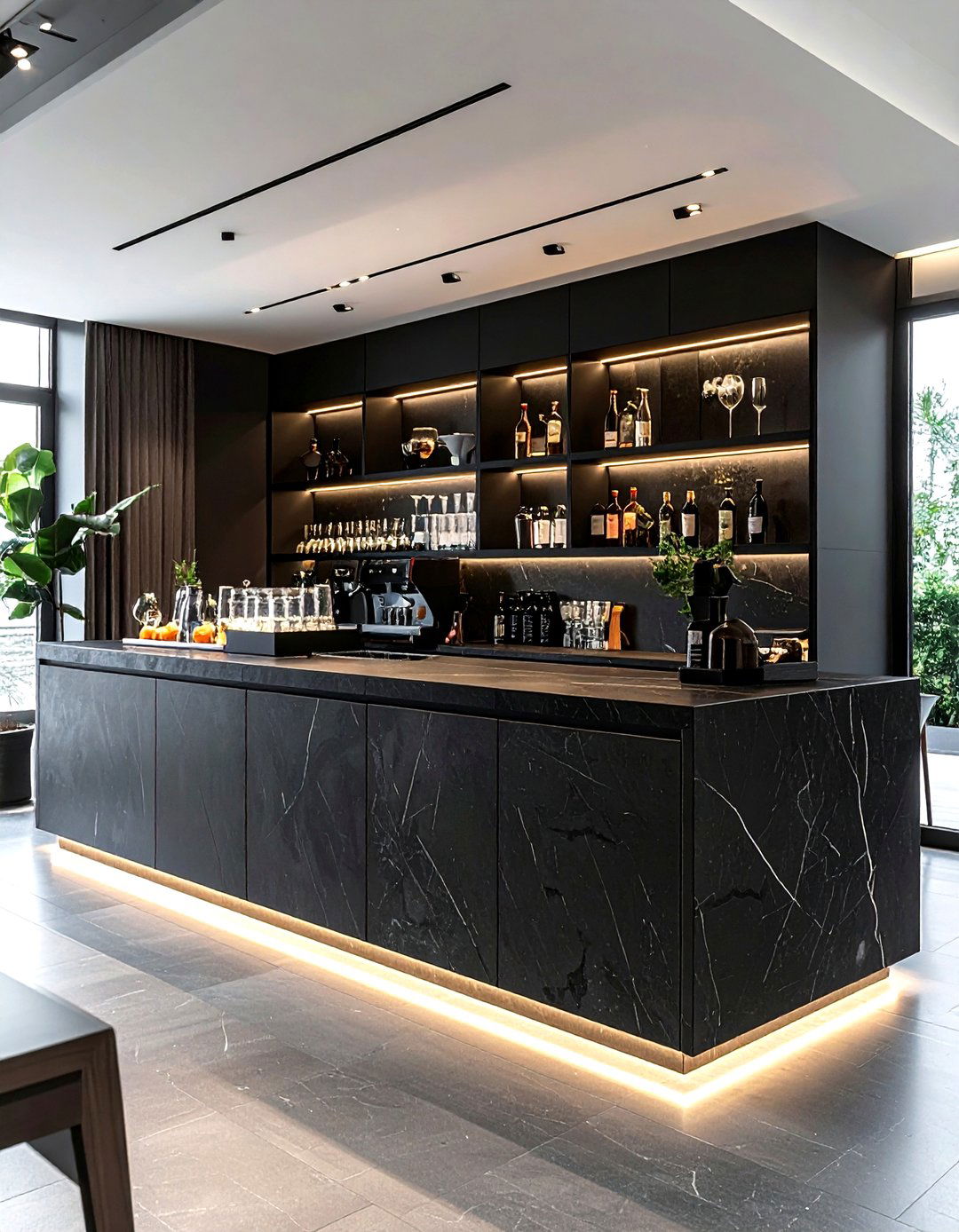 Modern Black Drink Station - 30 kitchen beverage center ideas