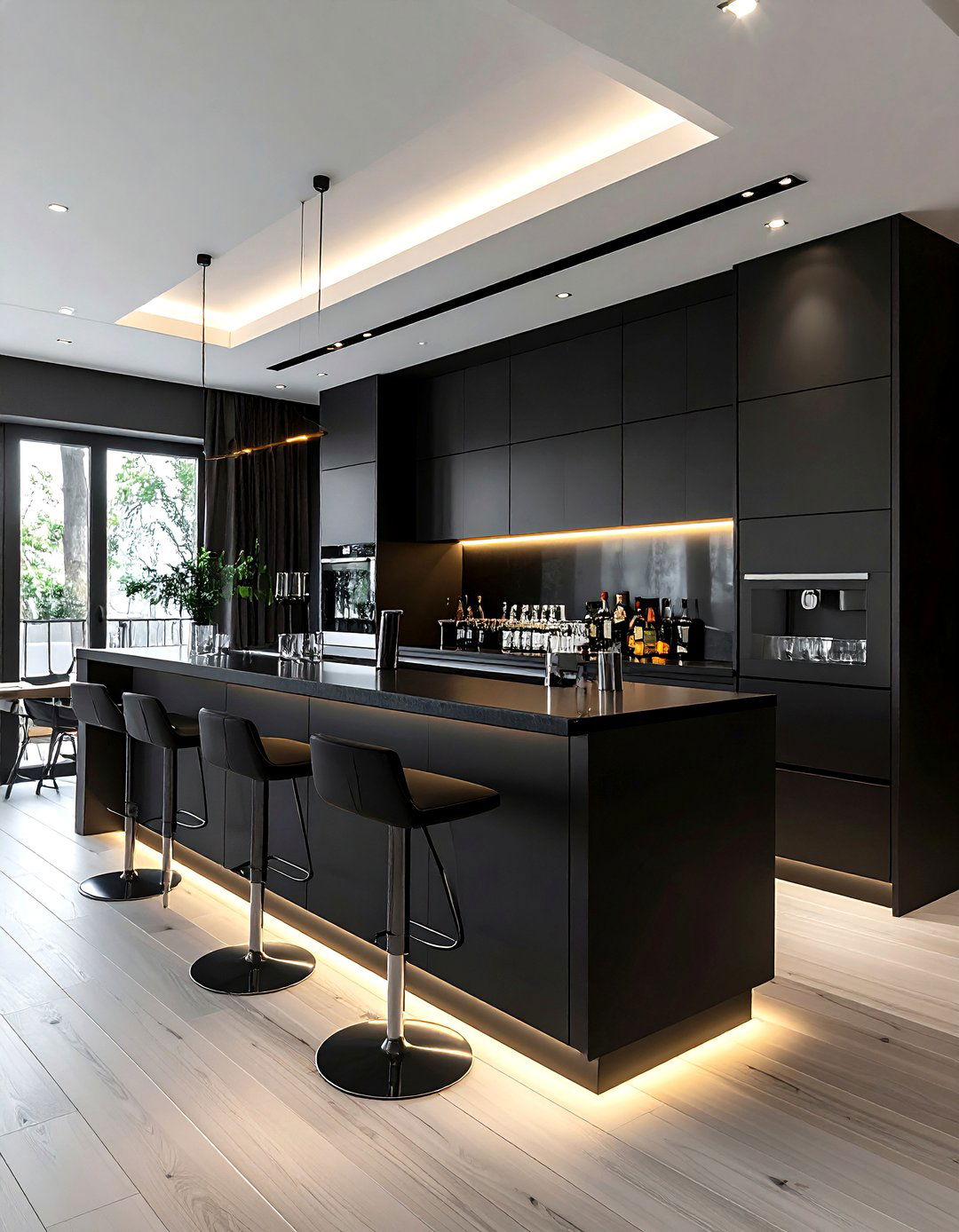 Modern Black Dry Bar - 30 dining room dry bar ideas