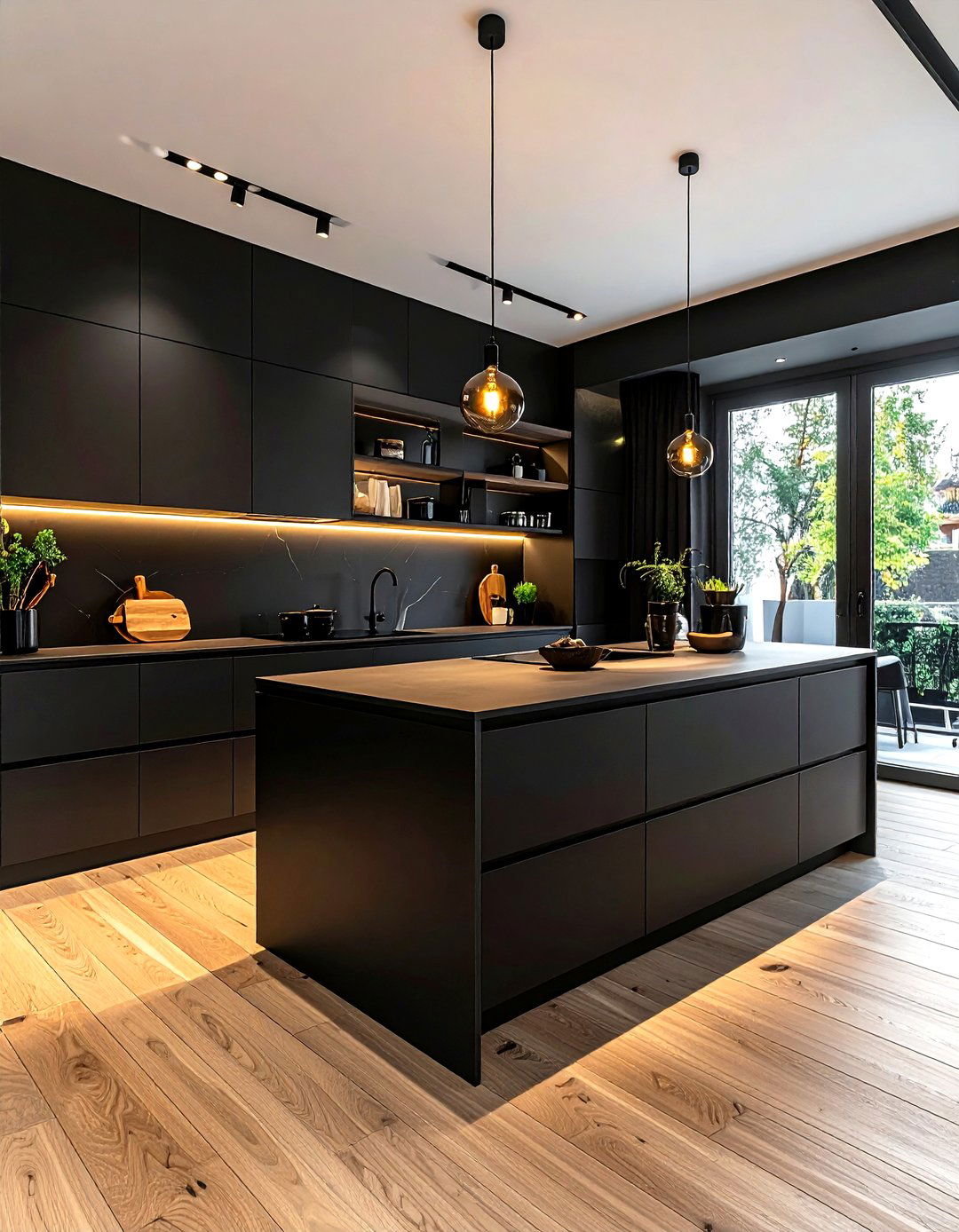 Modern Black Kitchen With Wood - 30 dark black kitchen ideas