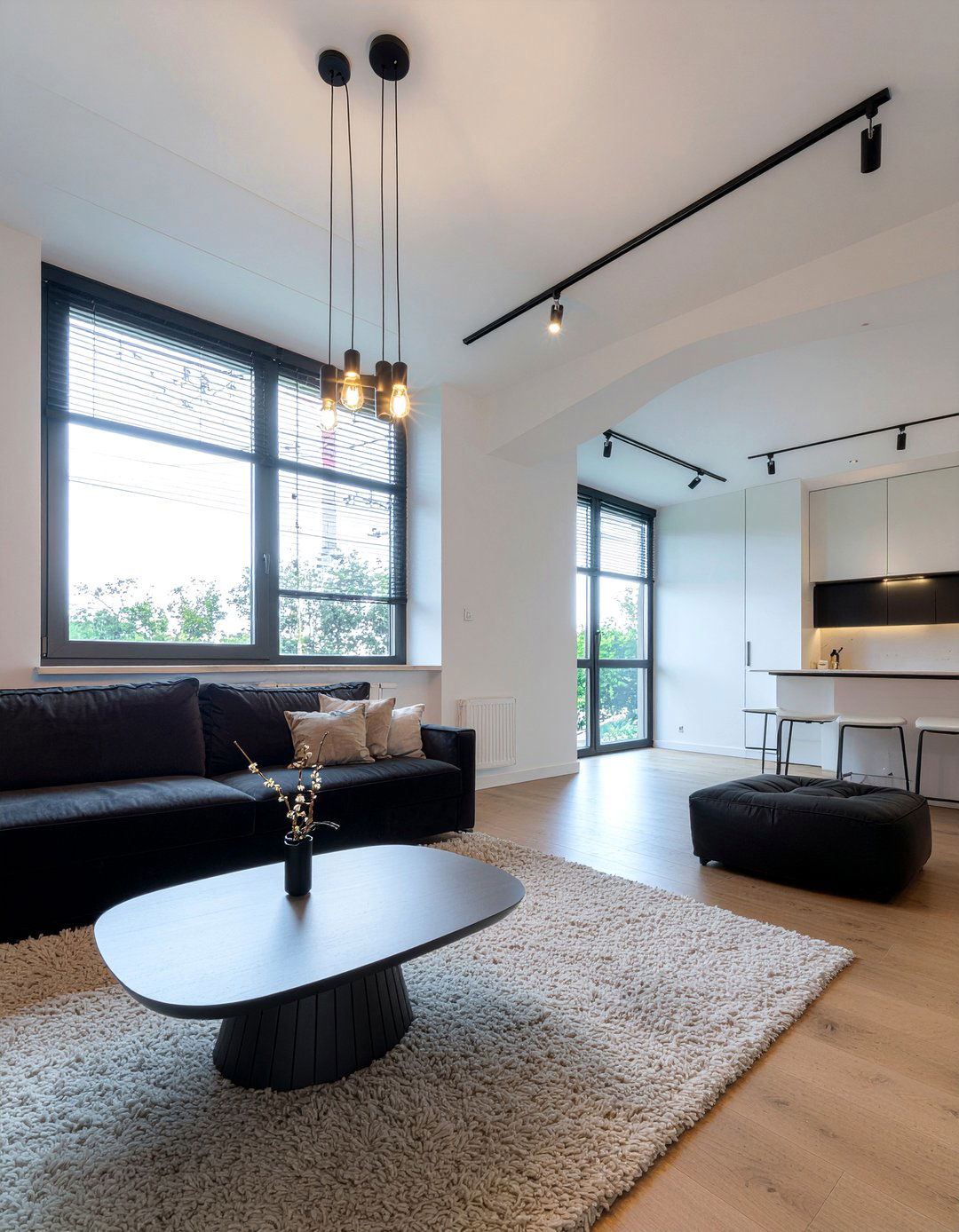 Modern Black Lighting - 30 all black living room ideas