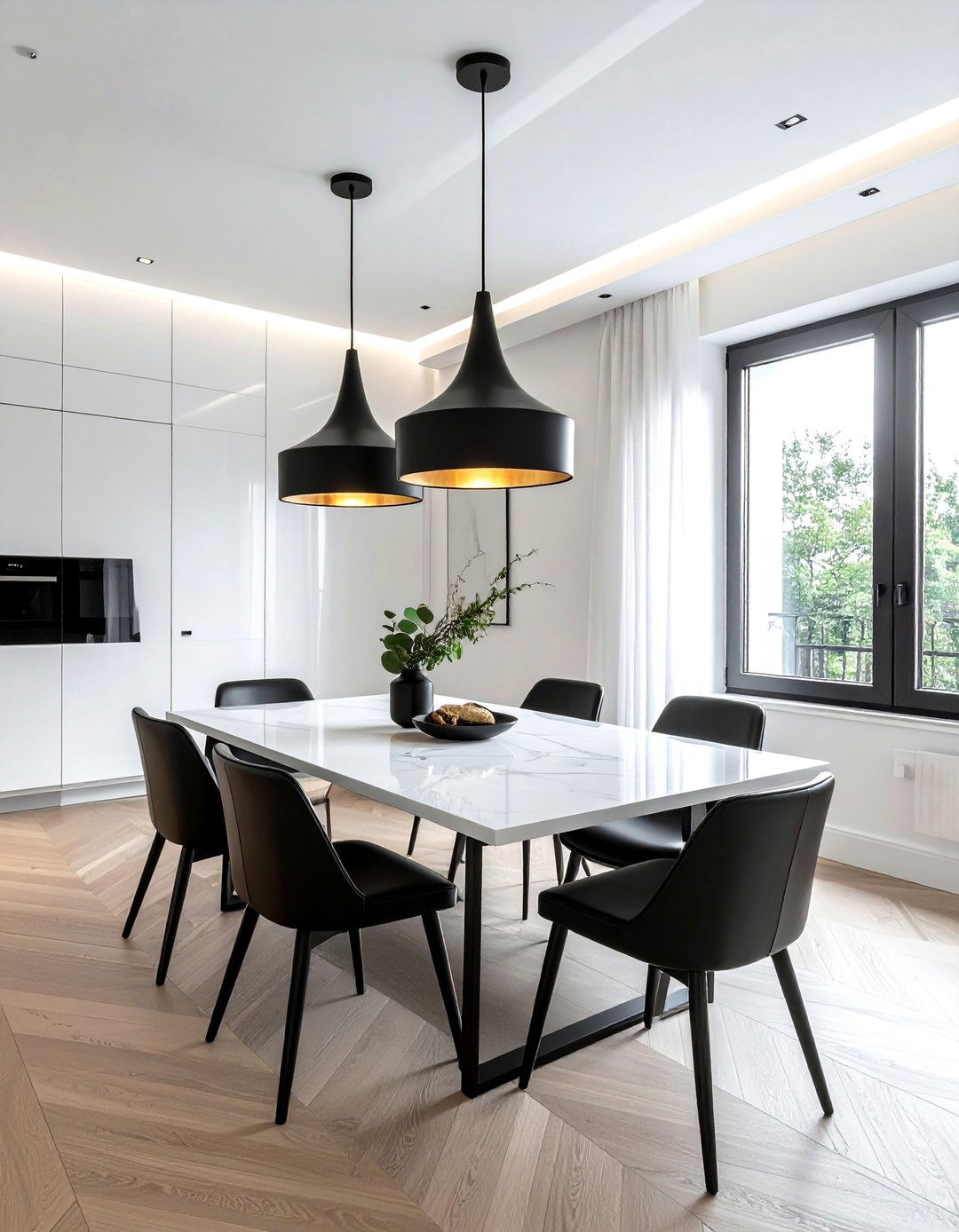 Modern Black Pendant - 30 low hanging pendant dining room ideas
