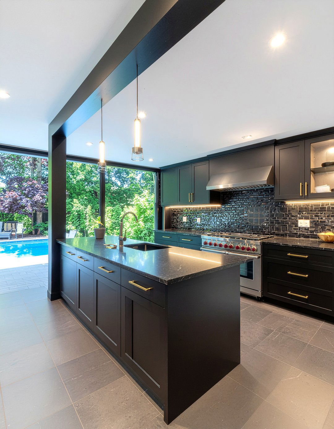 Modern Black Pool House Kitchen - 30 pool house kitchen ideas