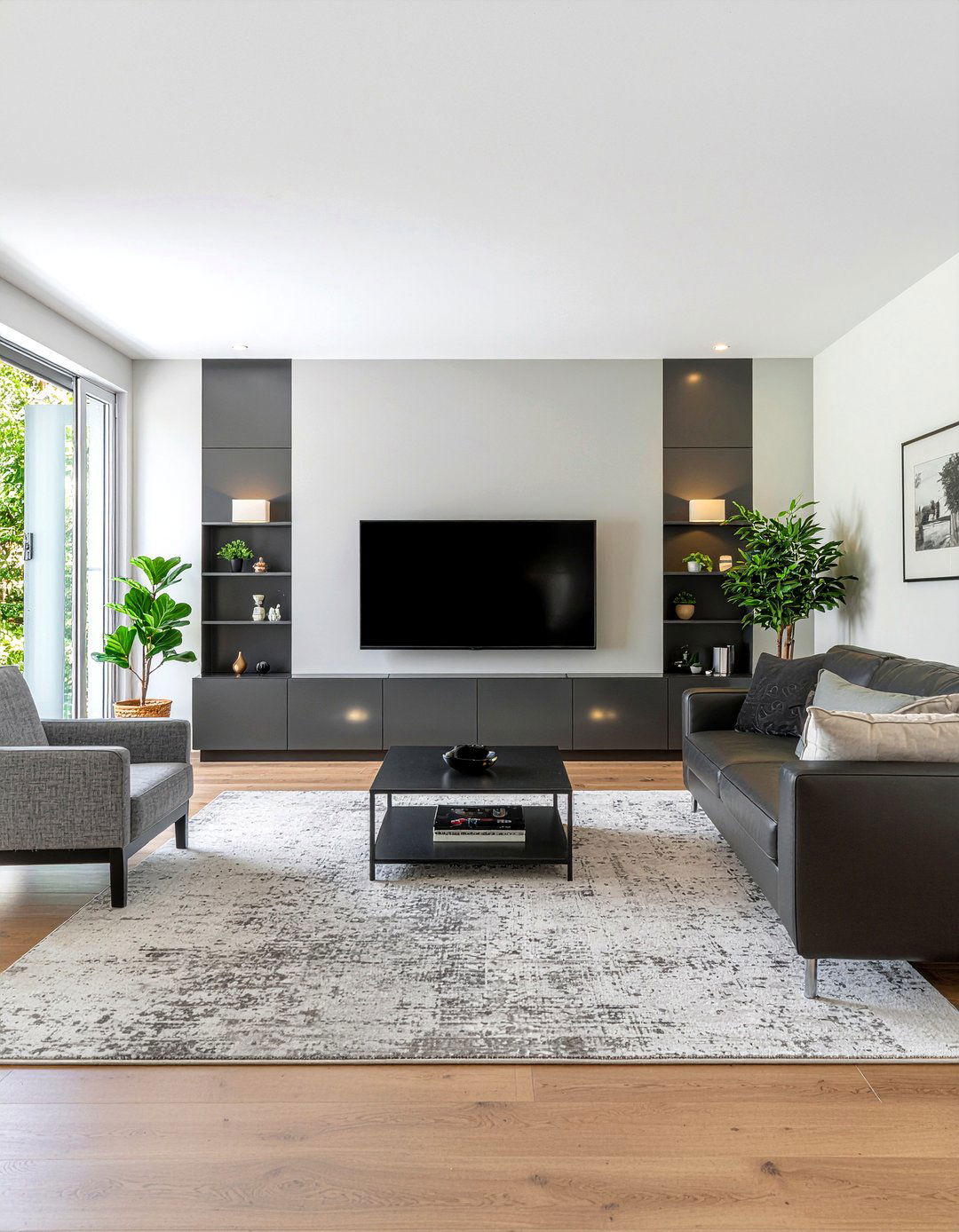 Modern Black TV Niche - 30 living room tv niche ideas