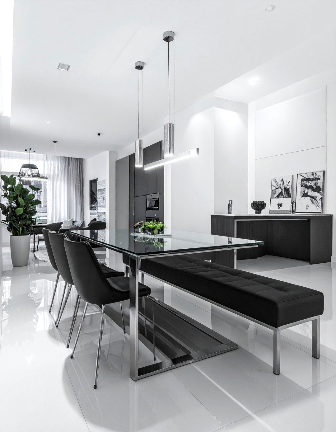 Modern Black Upholstered Bench - 30 upholstered dining bench ideas