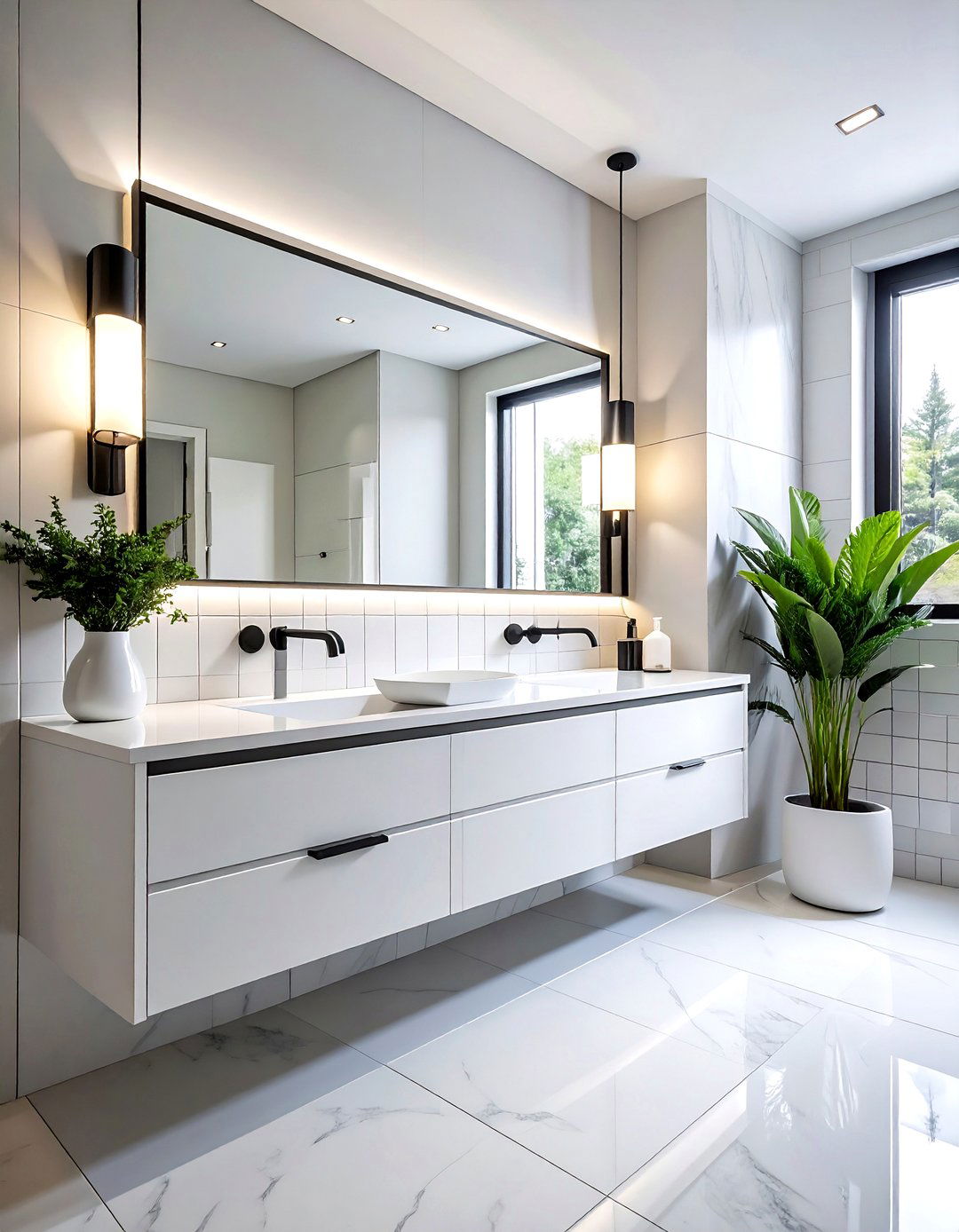 Modern Black Vanity Light - 30 bathroom lamp ideas