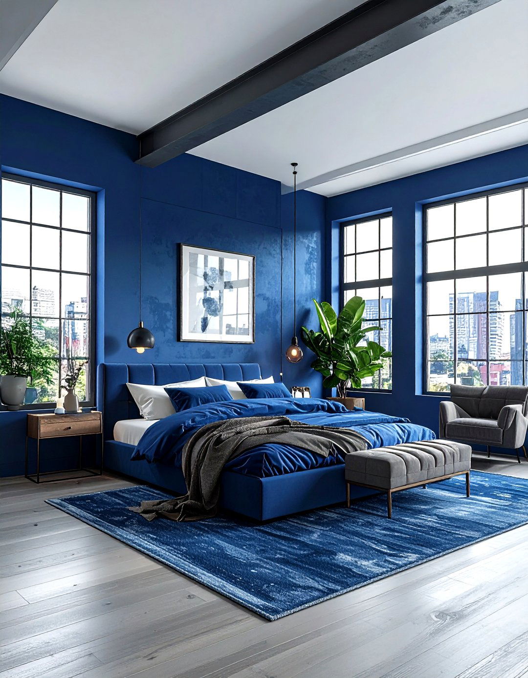 Modern Blue Loft Bedroom - 30 contemporary blue bedroom ideas
