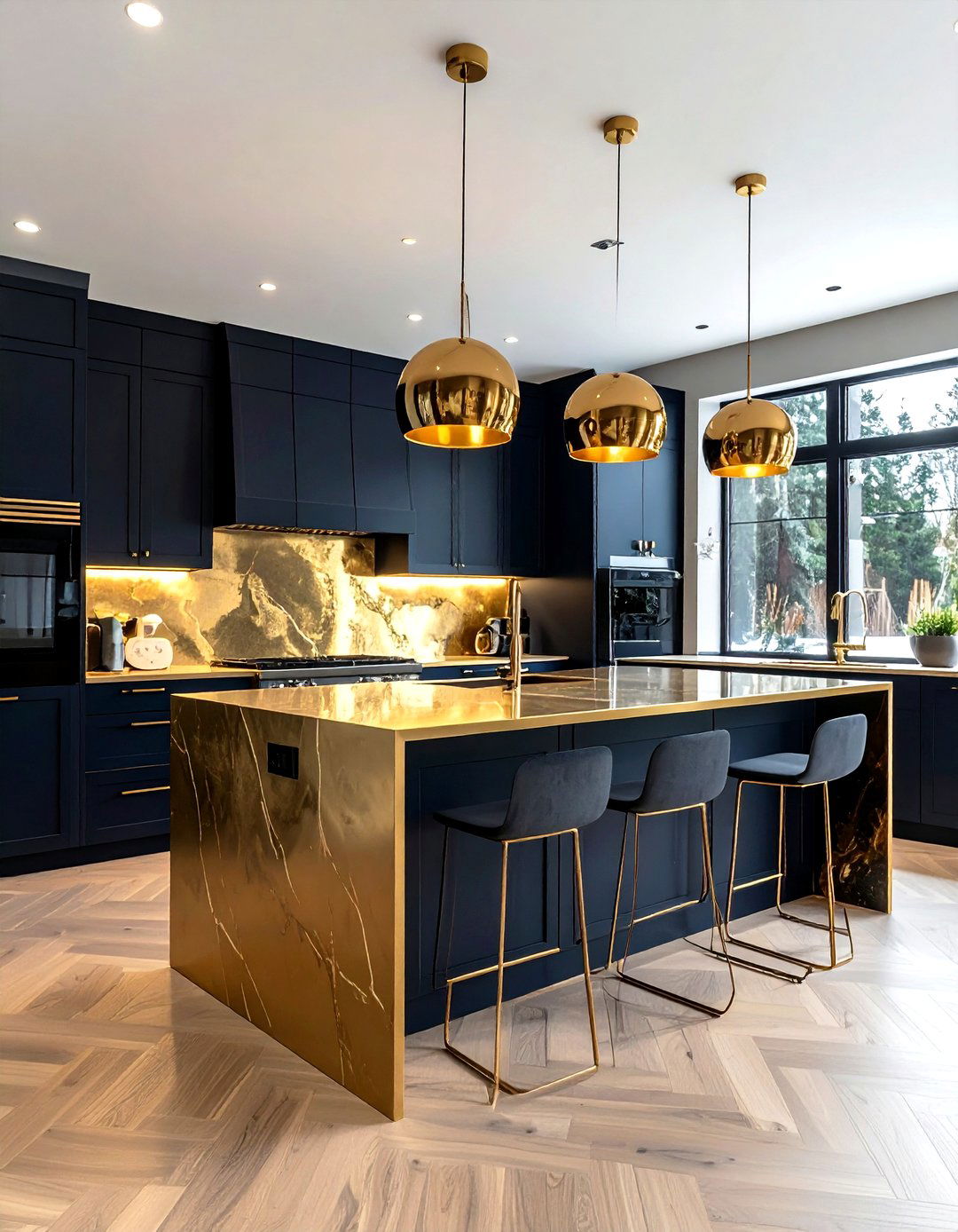 Modern Brass Accent Kitchen - 30 metal kitchen ideas
