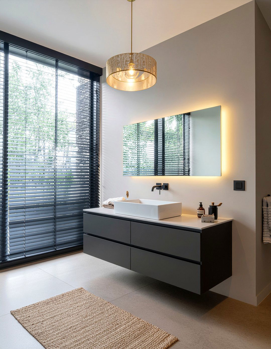 Modern Brass Pendant - 30 bathroom pendant light ideas