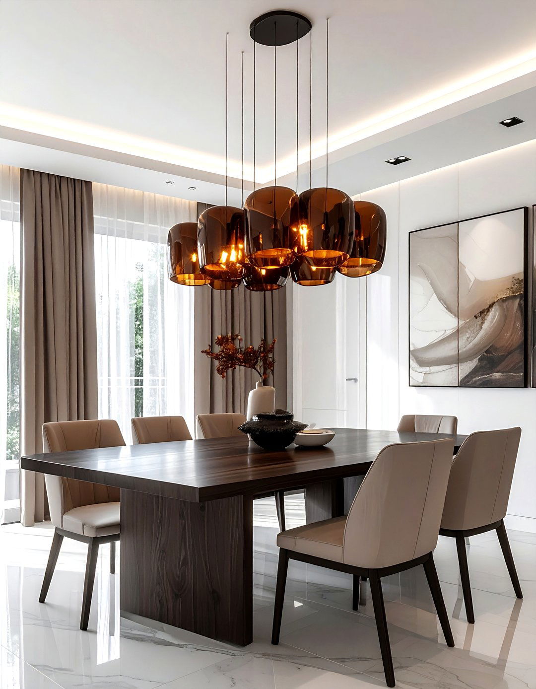 Modern Brown Chandelier - 30 brown dining room ideas