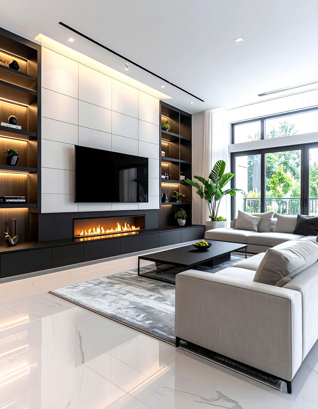 Modern Built In Entertainment Center With Fireplace - 30 living room built-in entertainment center