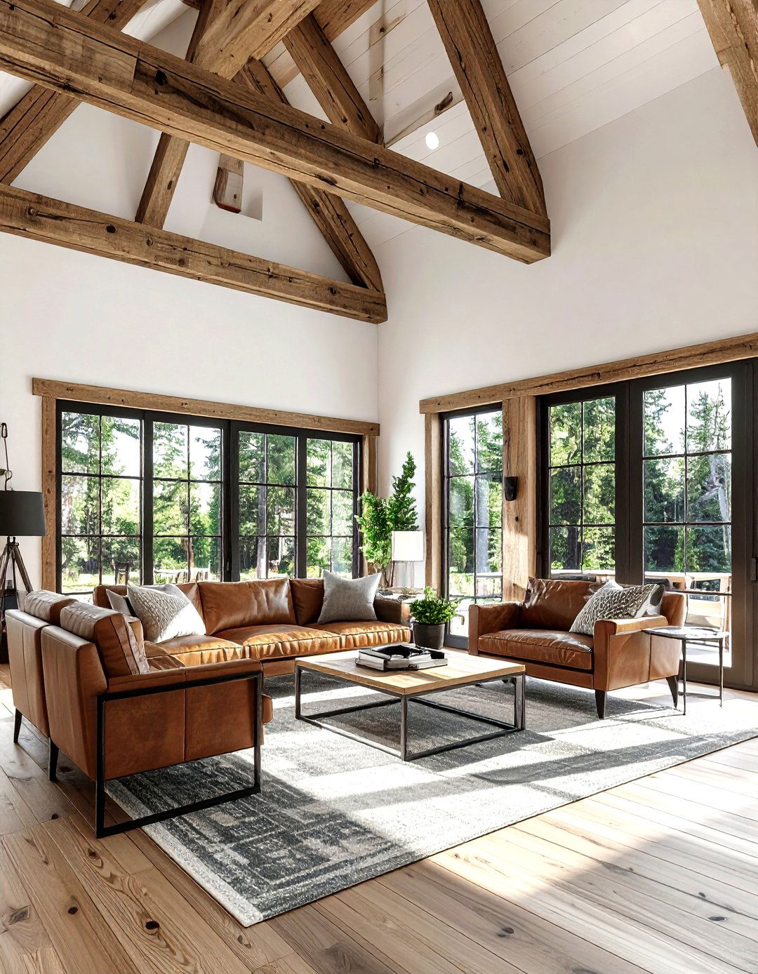 Modern Cabin Living Room - 30 living room post and beam ideas