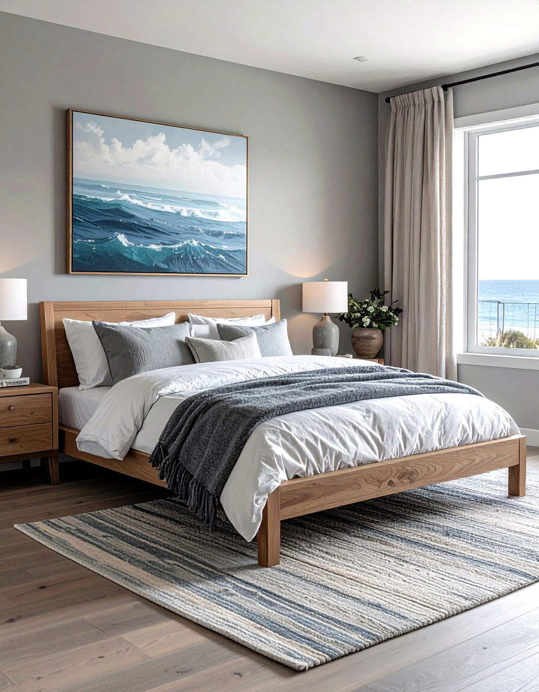 Modern California Coastal Bedroom - 30 coastal grey bedroom ideas