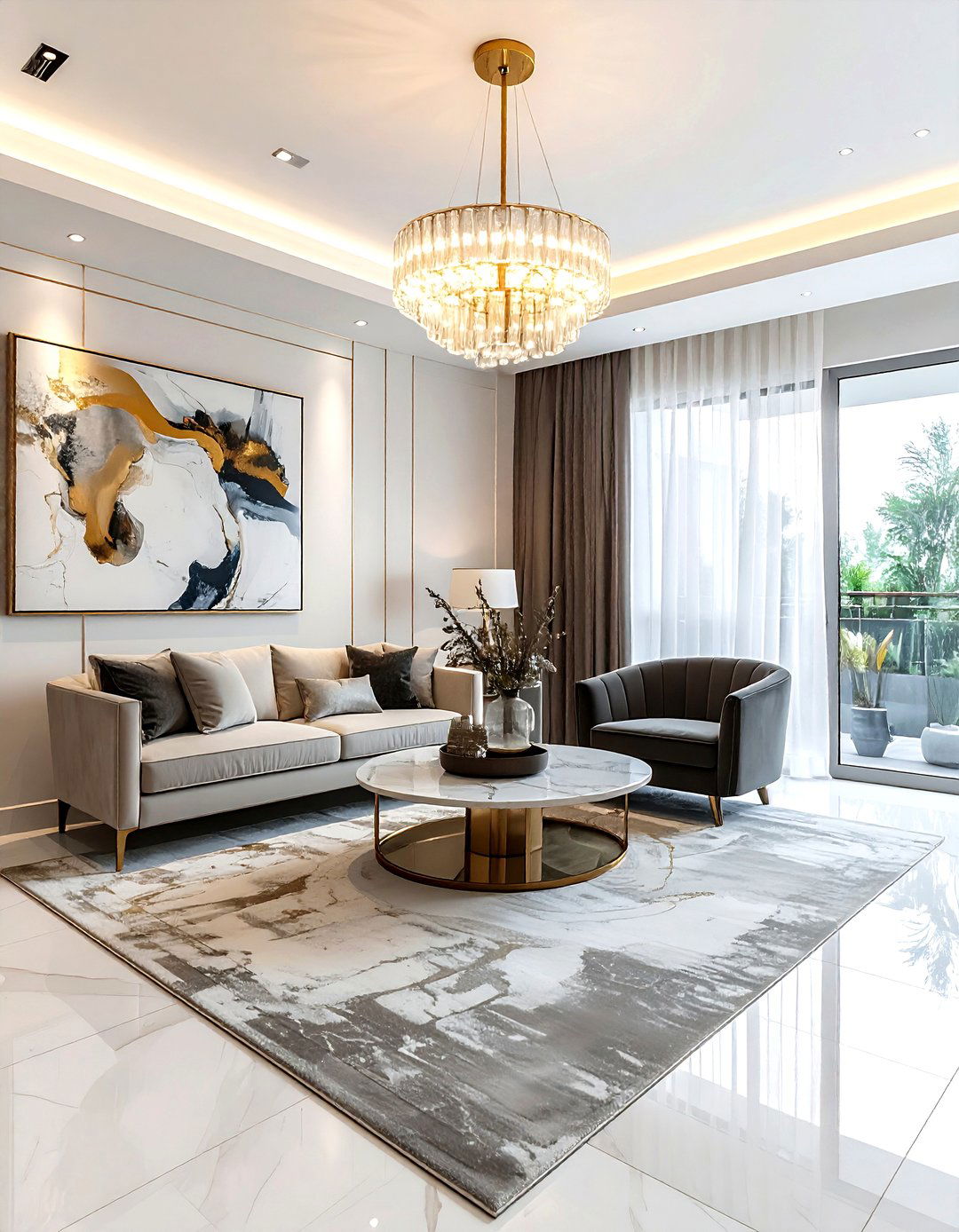 Modern Chandelier - 30 living room layered lighting ideas