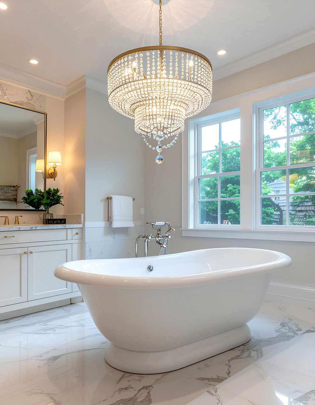 Modern Chandelier - 30 bathroom lighting ideas
