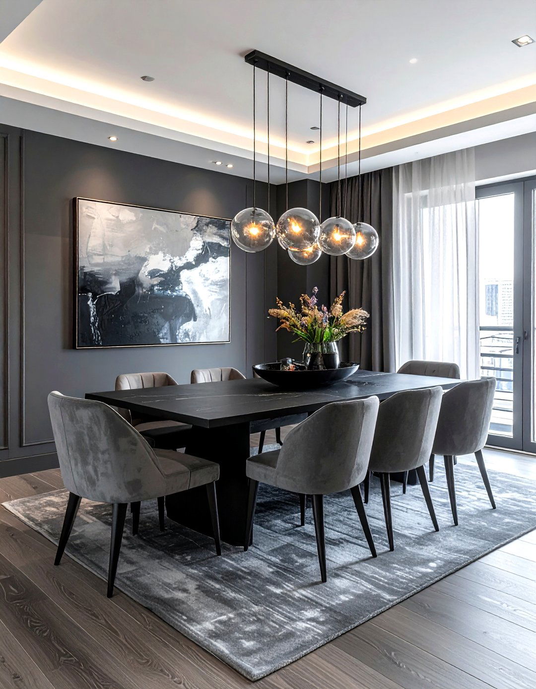 Modern Charcoal Dining Room - 30 gray dining room decor ideas