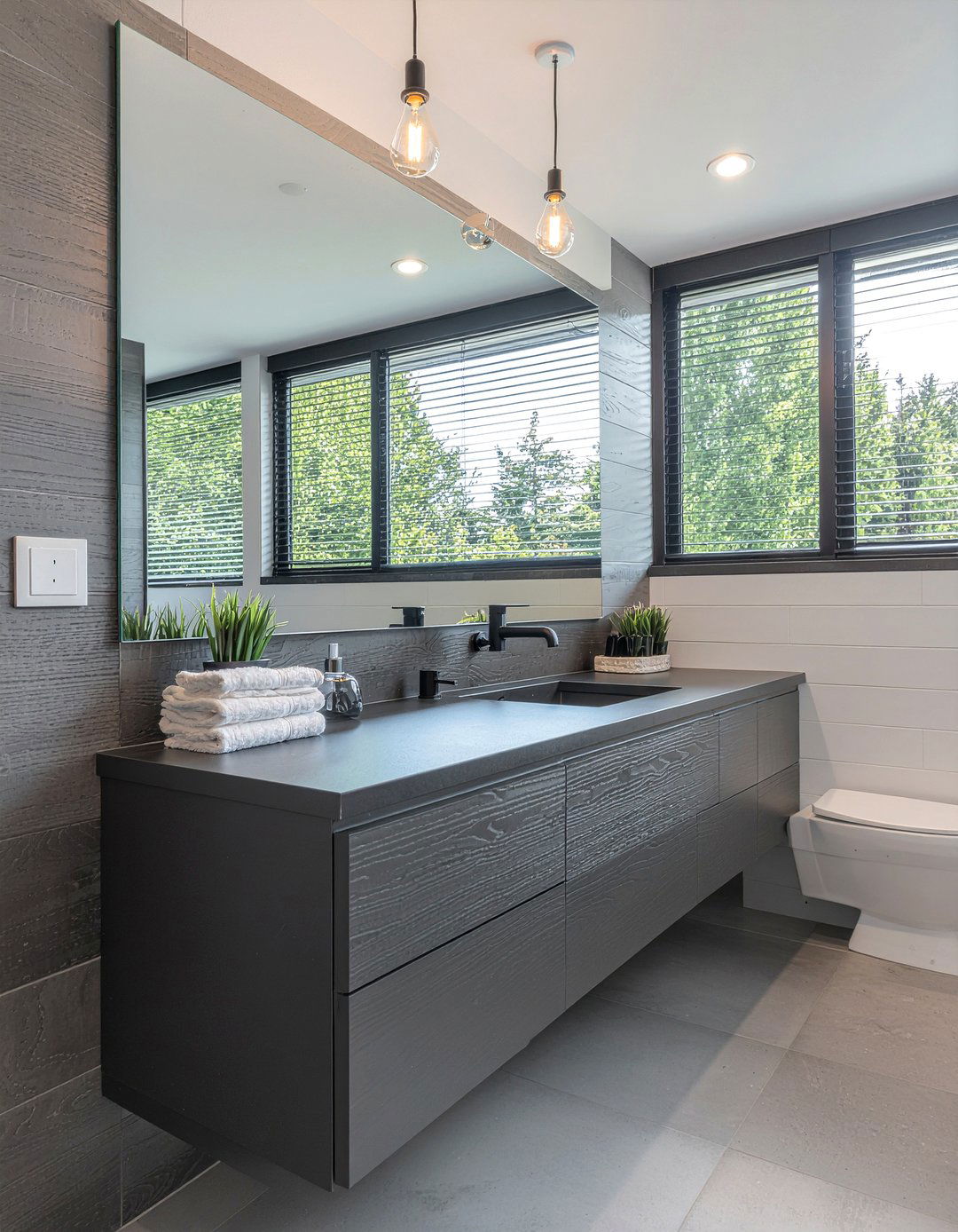 Modern Charcoal Laminate - 30 laminate bathroom countertop ideas