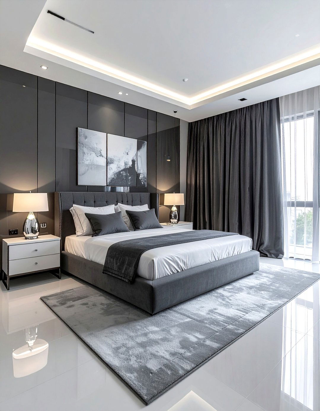 Modern Charcoal White Master Bedroom - 30 charcoal and white bedroom ideas