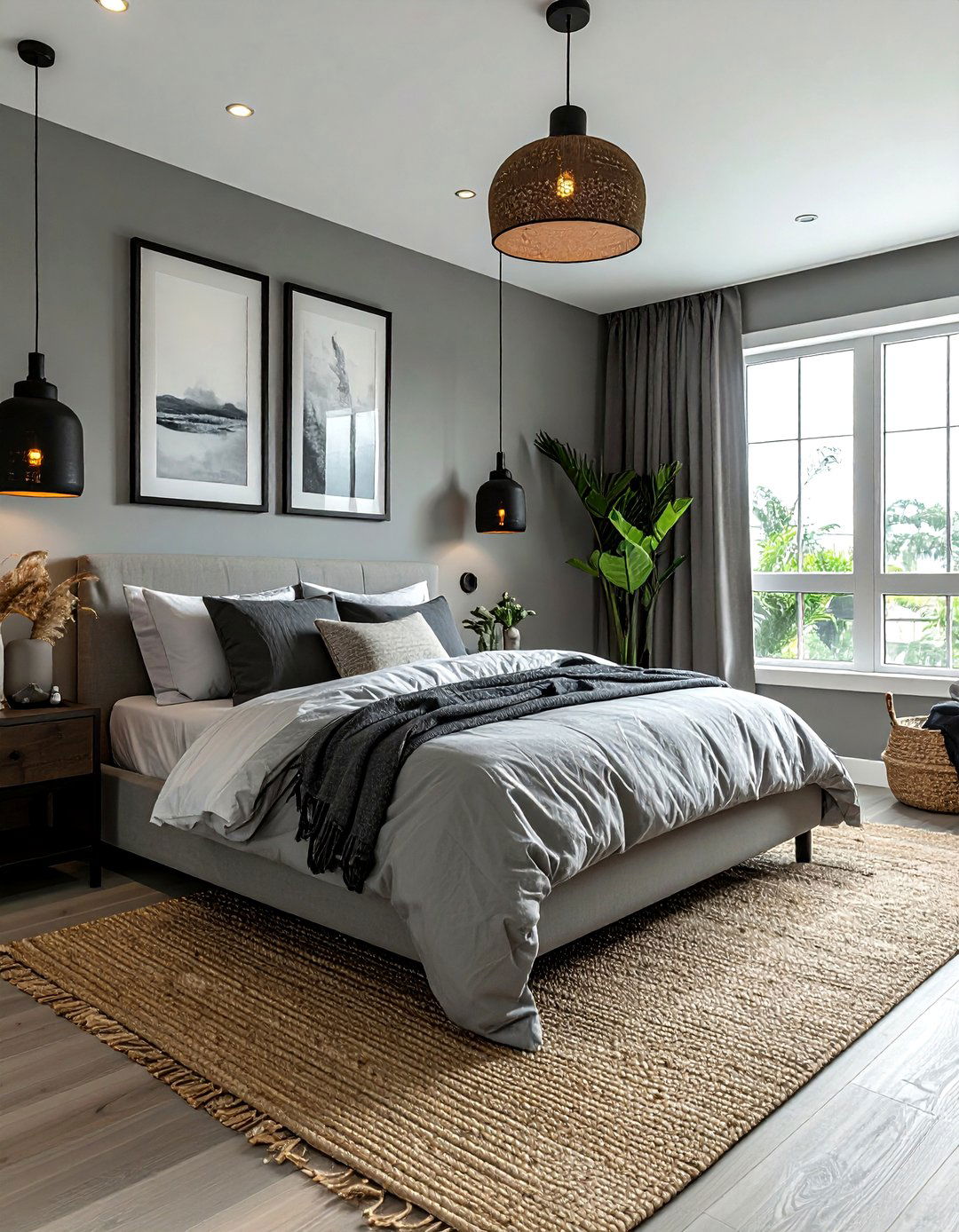 Modern Coastal Grey with Black Accents - 30 coastal grey bedroom ideas