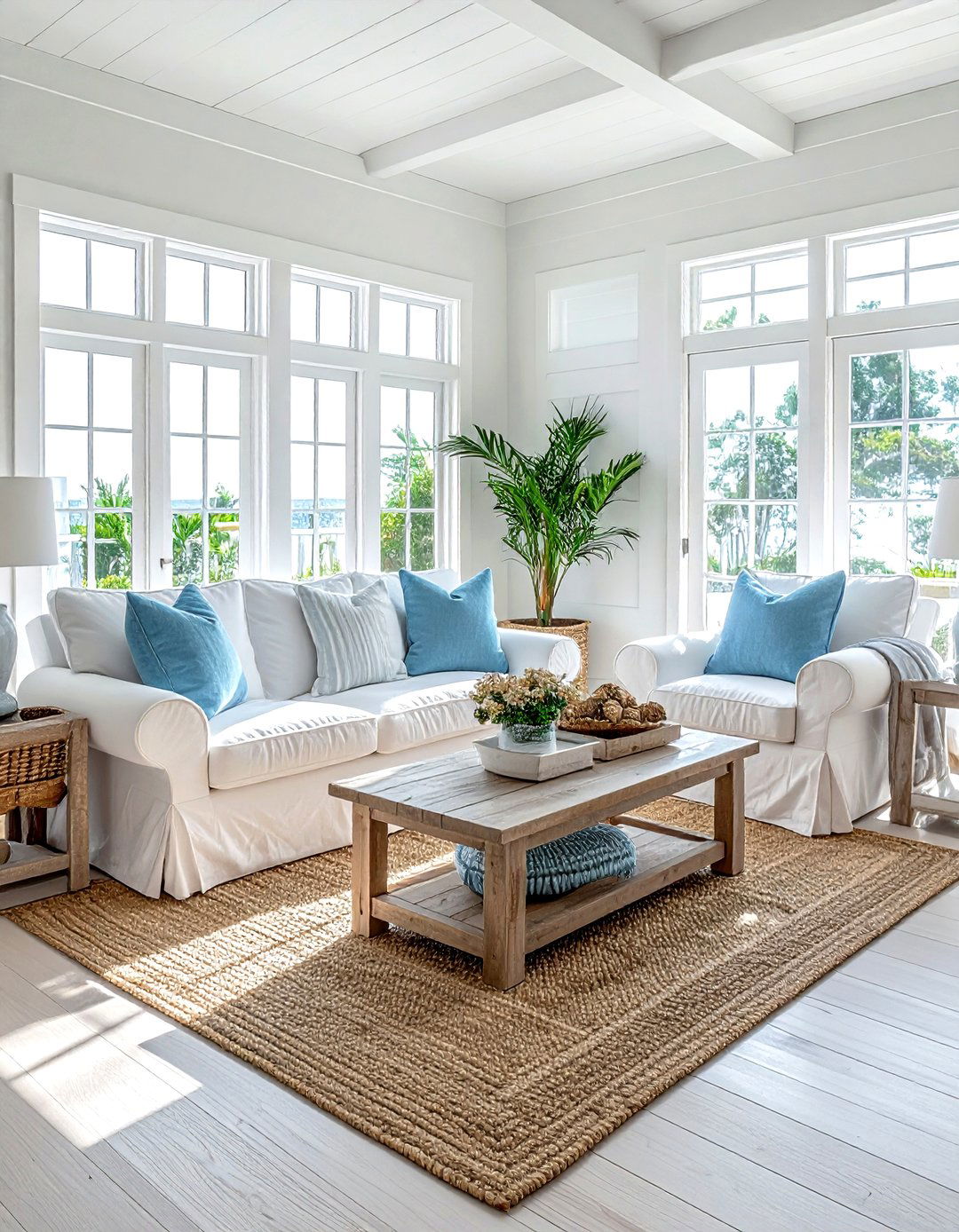 Modern Coastal White Living Room - 30 modern white living room ideas