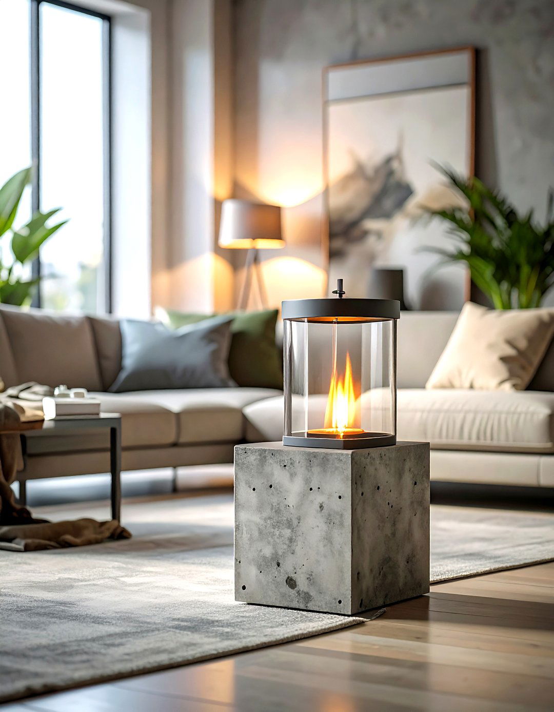 Modern Concrete Base Lantern - 30 living room candle lanterns