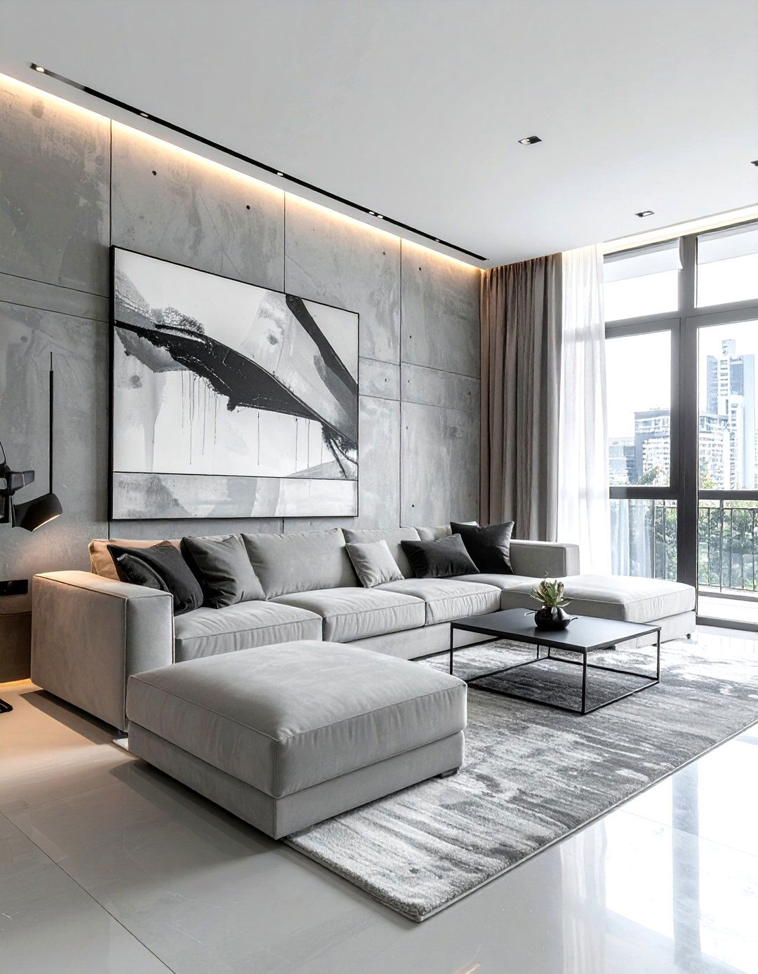 Modern Concrete Wall Living Room - 30 industrial gray living room ideas