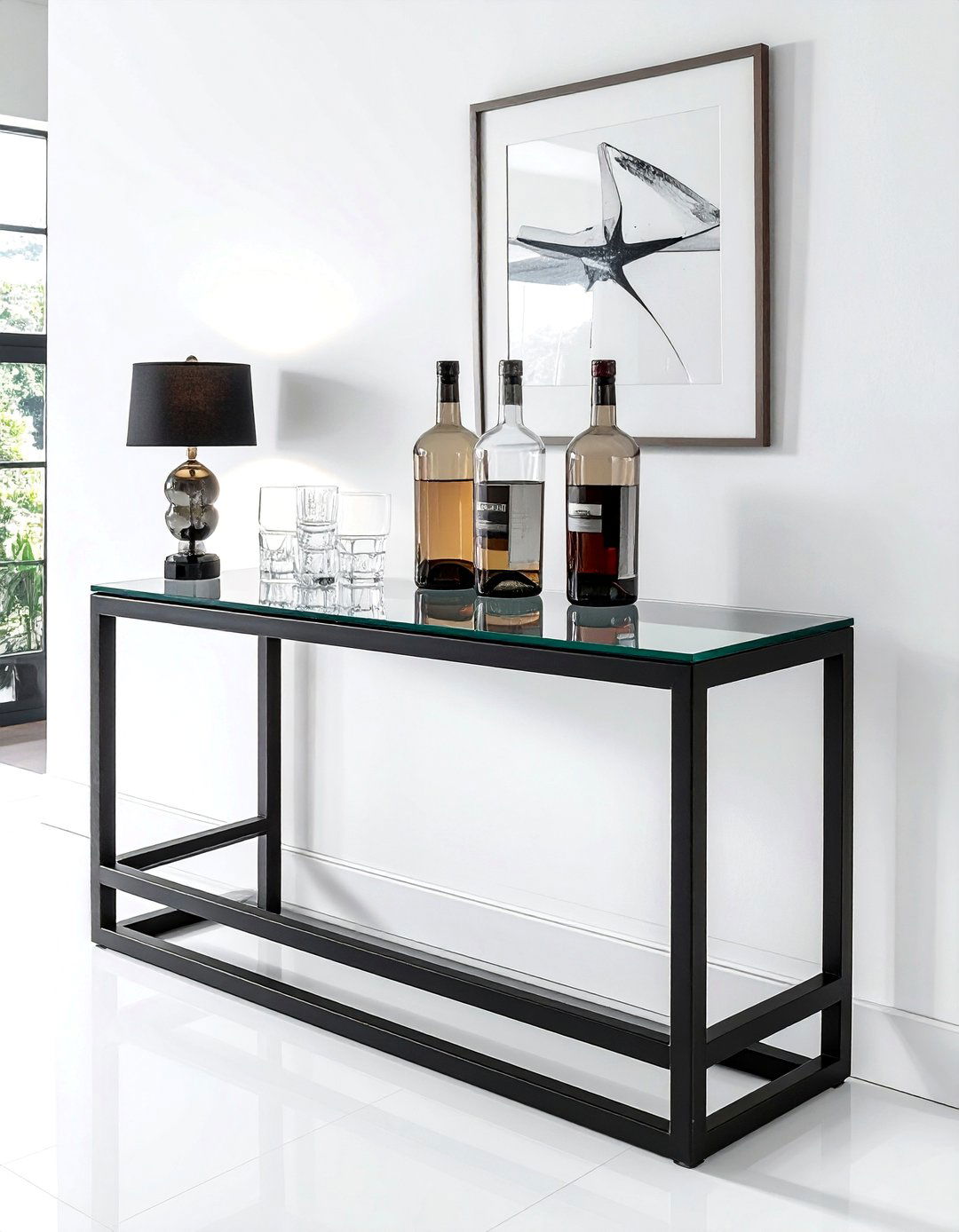 Modern Console Table Bar - 30 dining room drink station ideas