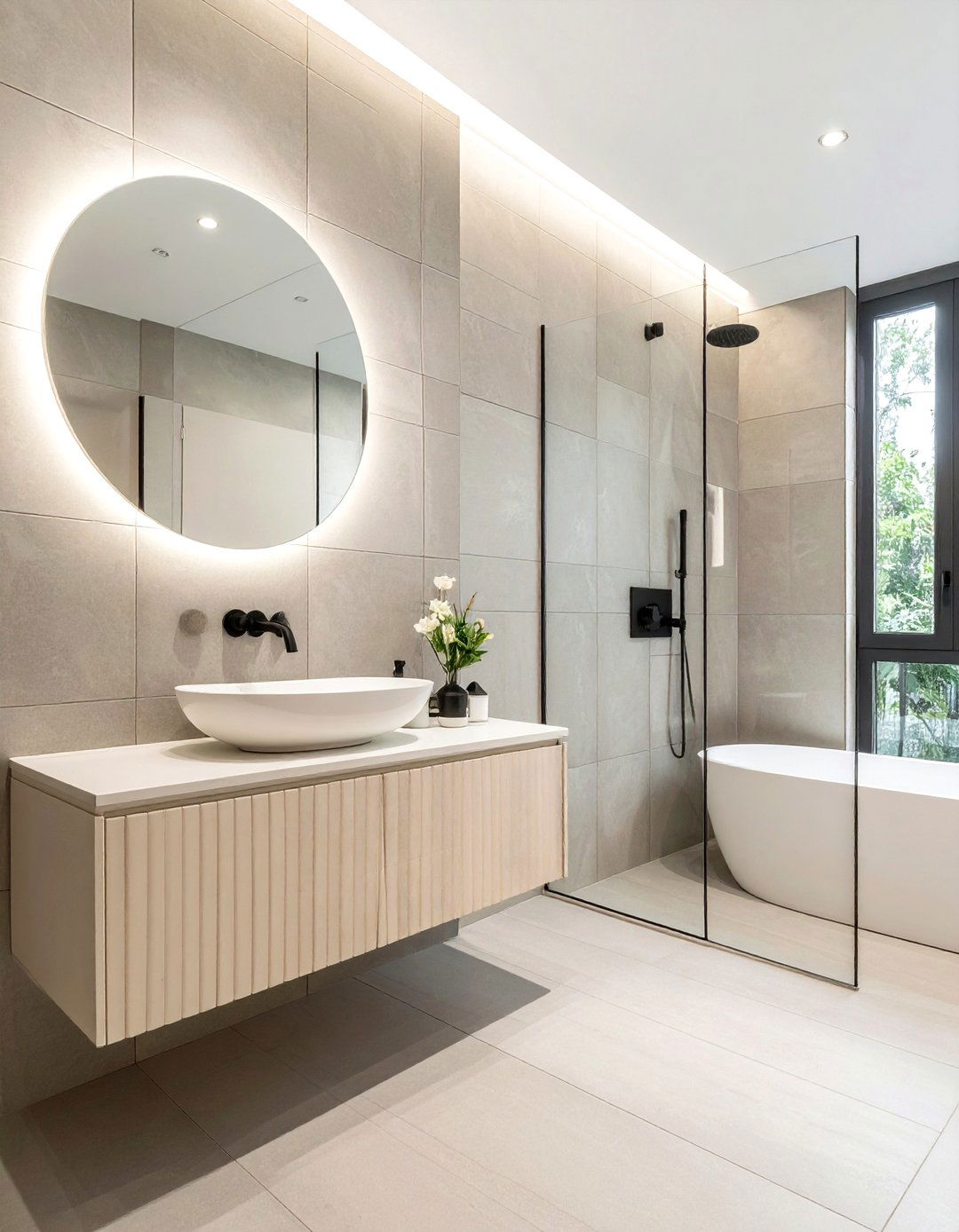 Modern Cream Pedestal Sink - 30 cream bathroom furniture ideas