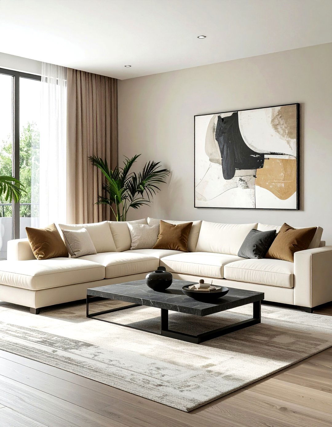 Modern Cream Sectional - 30 cream living room furniture ideas