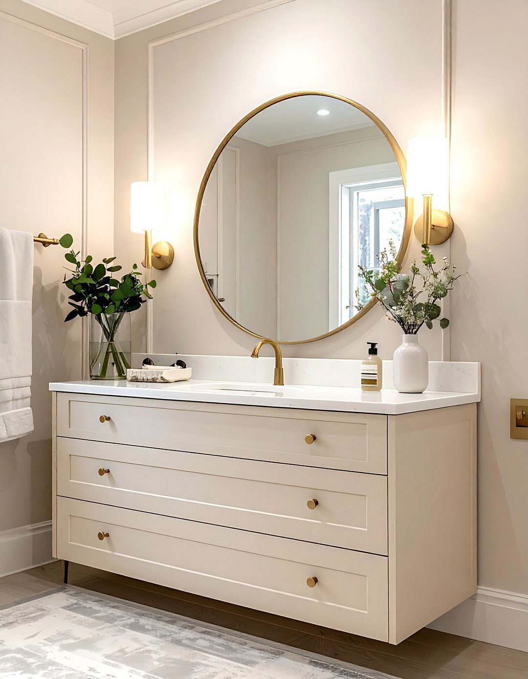 Modern Cream Vanity - 30 cream and white bathroom ideas