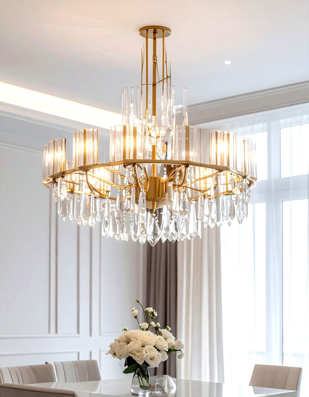 Modern Crystal Chandelier - 30 modern classic dining room ideas