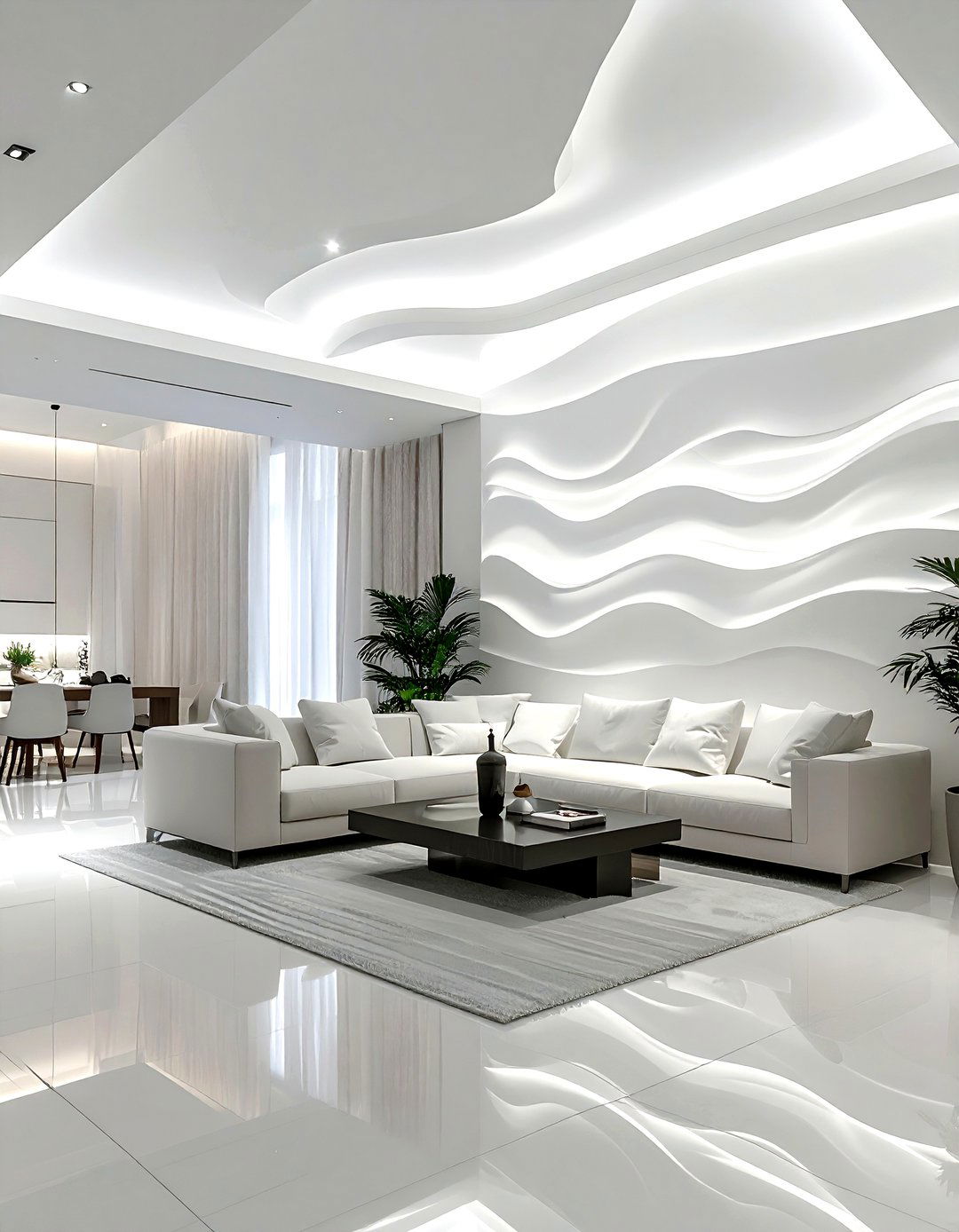 Modern D ceiling panels - 30 living room textured ceiling ideas