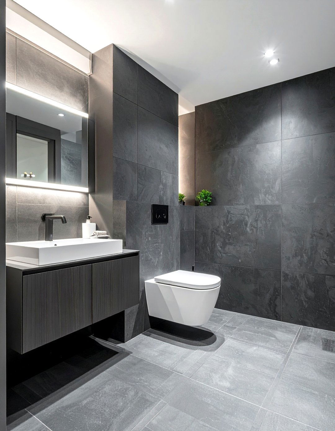 Modern Dark Gray Bathroom Tile - 30 dark charcoal bathroom ideas