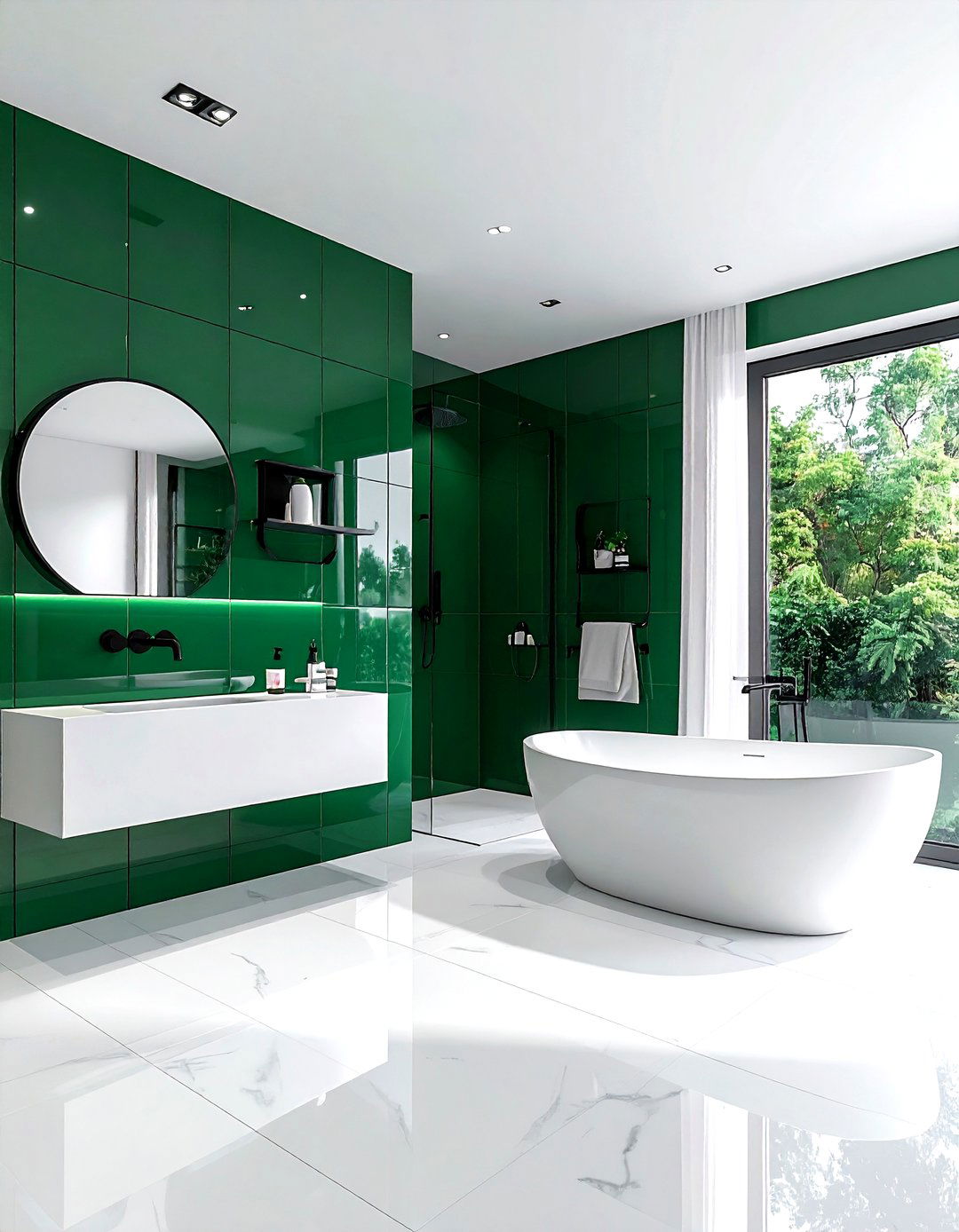 Modern Emerald Green Bathroom - 30 emerald and white bathroom ideas