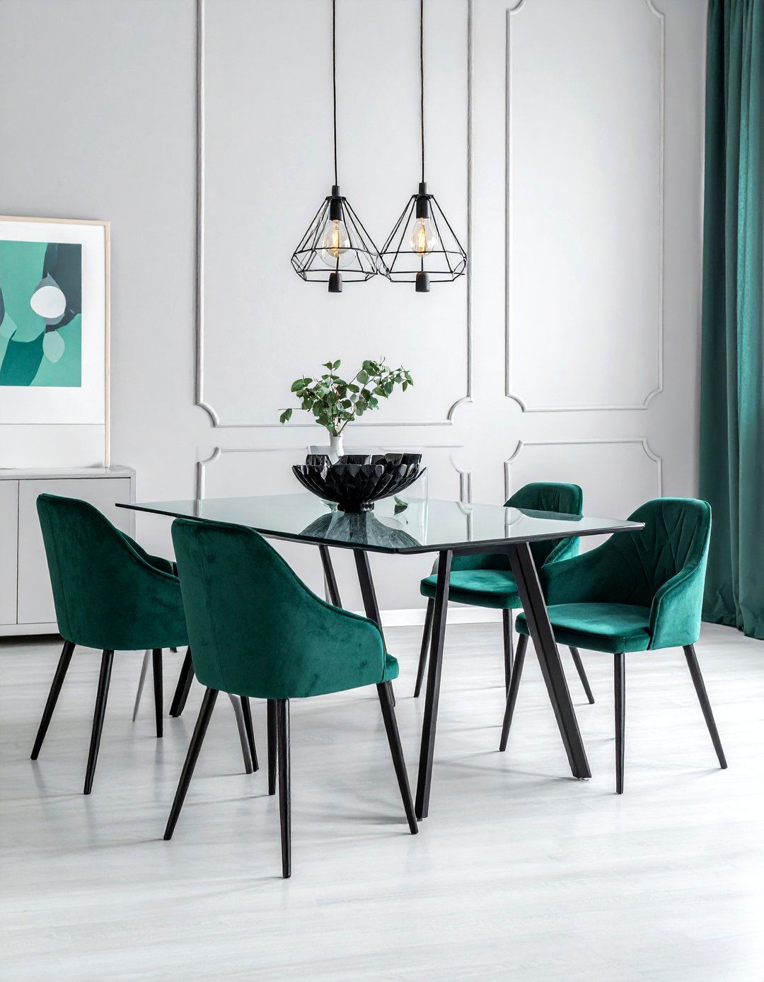 Modern Emerald Green Dining Room - 30 emerald dining room decor ideas