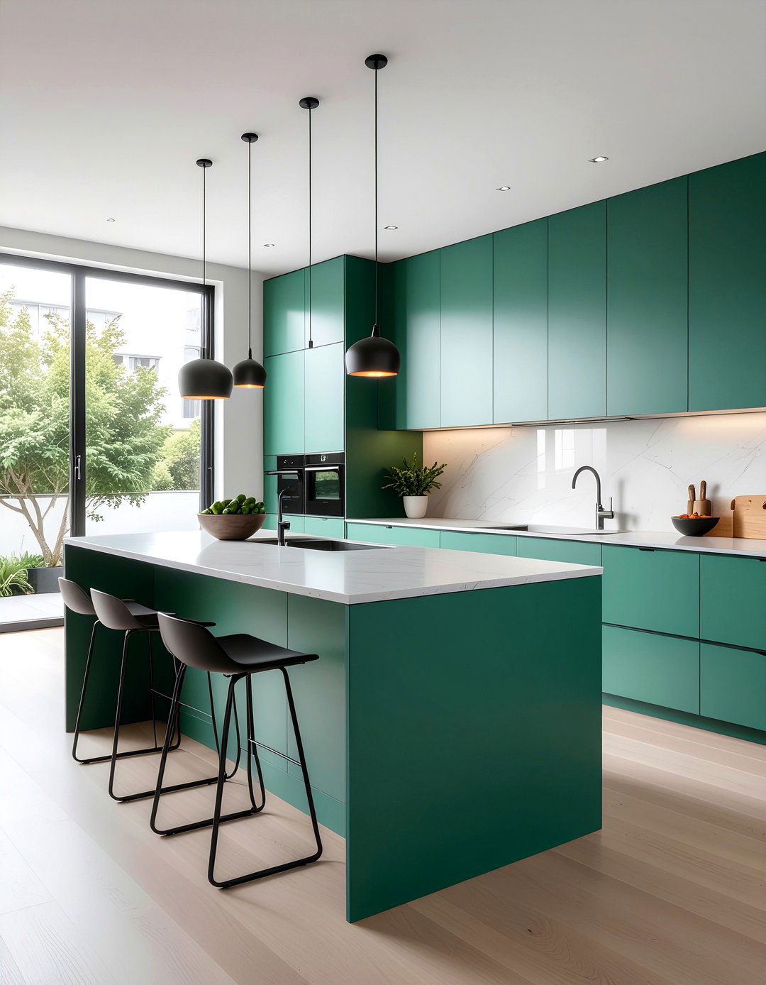 Modern Emerald Green Kitchen Flat Panel Cabinets - 30 emerald green kitchen ideas