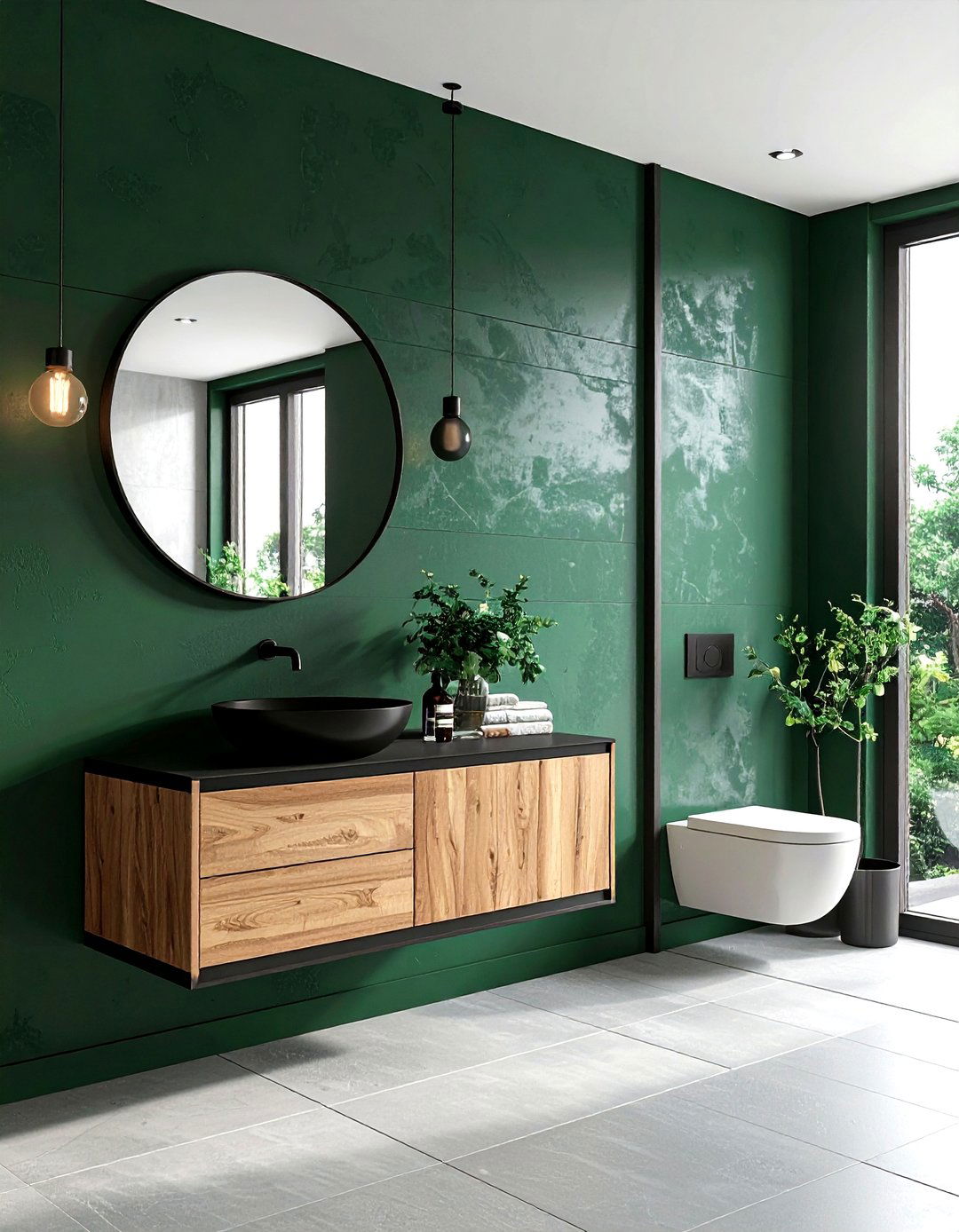 Modern Emerald Green Powder Room - 30 emerald bathroom decor ideas