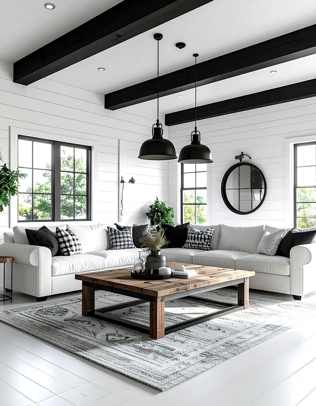 Modern Farmhouse Black Ceiling - 30 living room black ceiling ideas