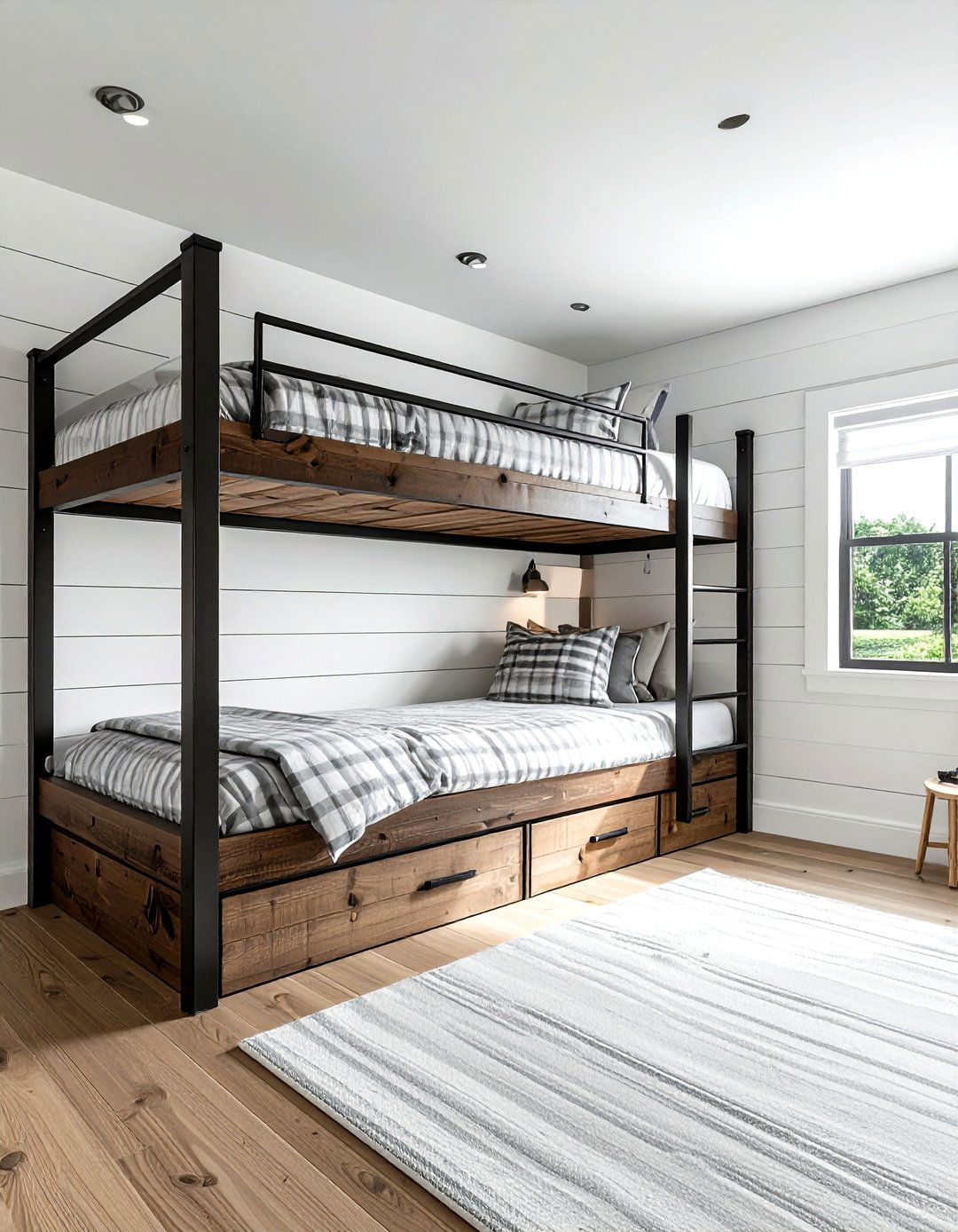 Modern Farmhouse Bunk Room - 30 quadruple bedroom ideas