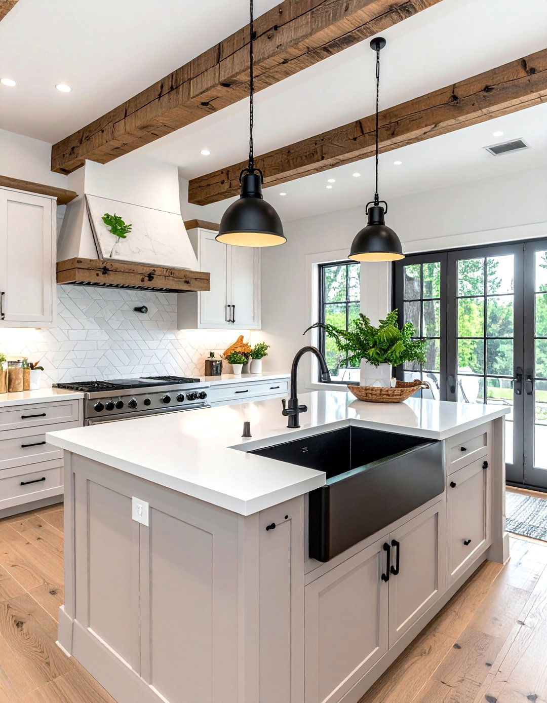 Modern Farmhouse Kitchen - 30 solid surface countertop kitchen ideas