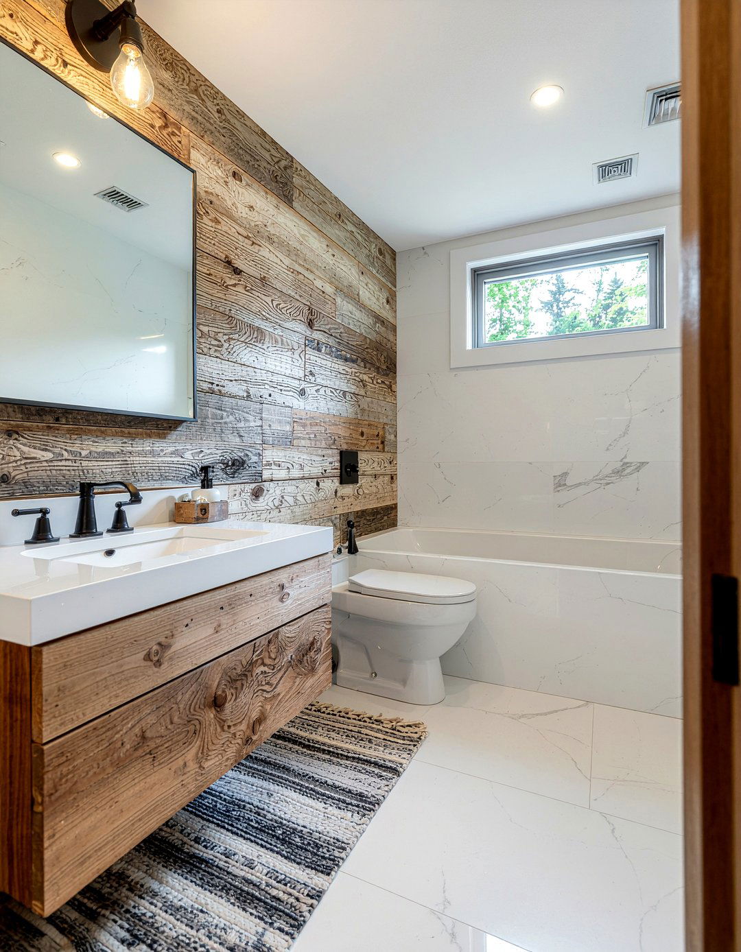 Modern Farmhouse Marble Hexagon Bathroom - 30 marble hexagon tile bathroom ideas